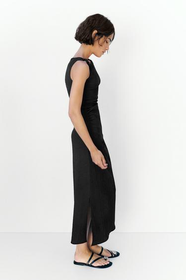 Gathered knot midi dress — Anthracite grey 5