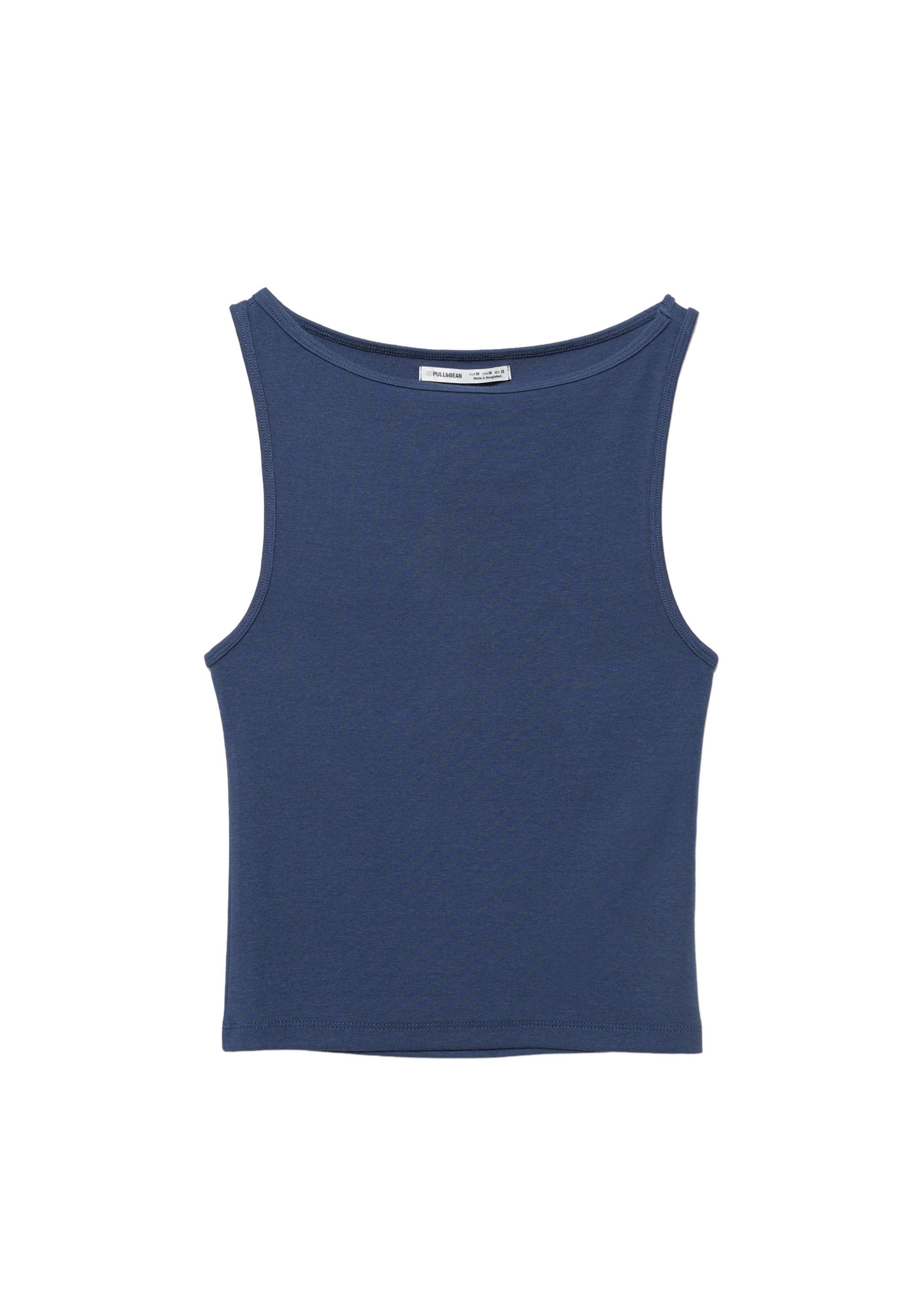 Boat neck tank top — Navy
