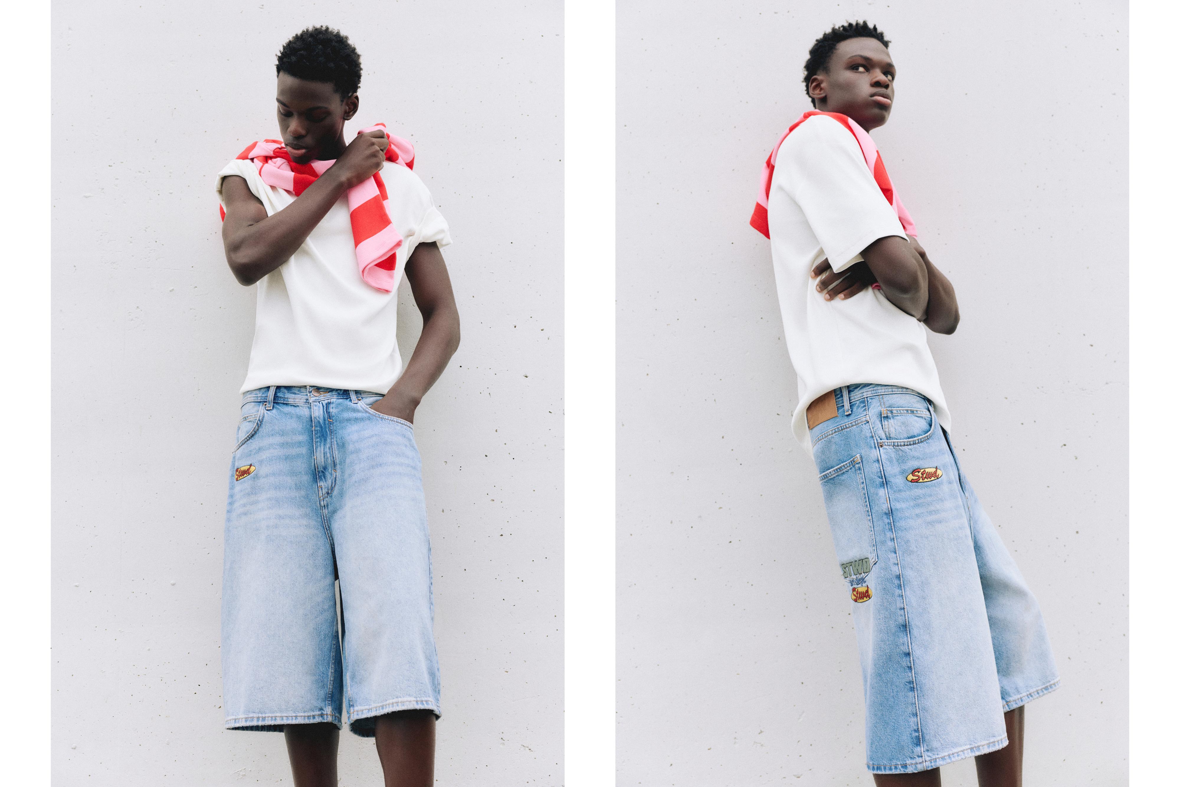 Skater denim Bermuda shorts — Medium blue
