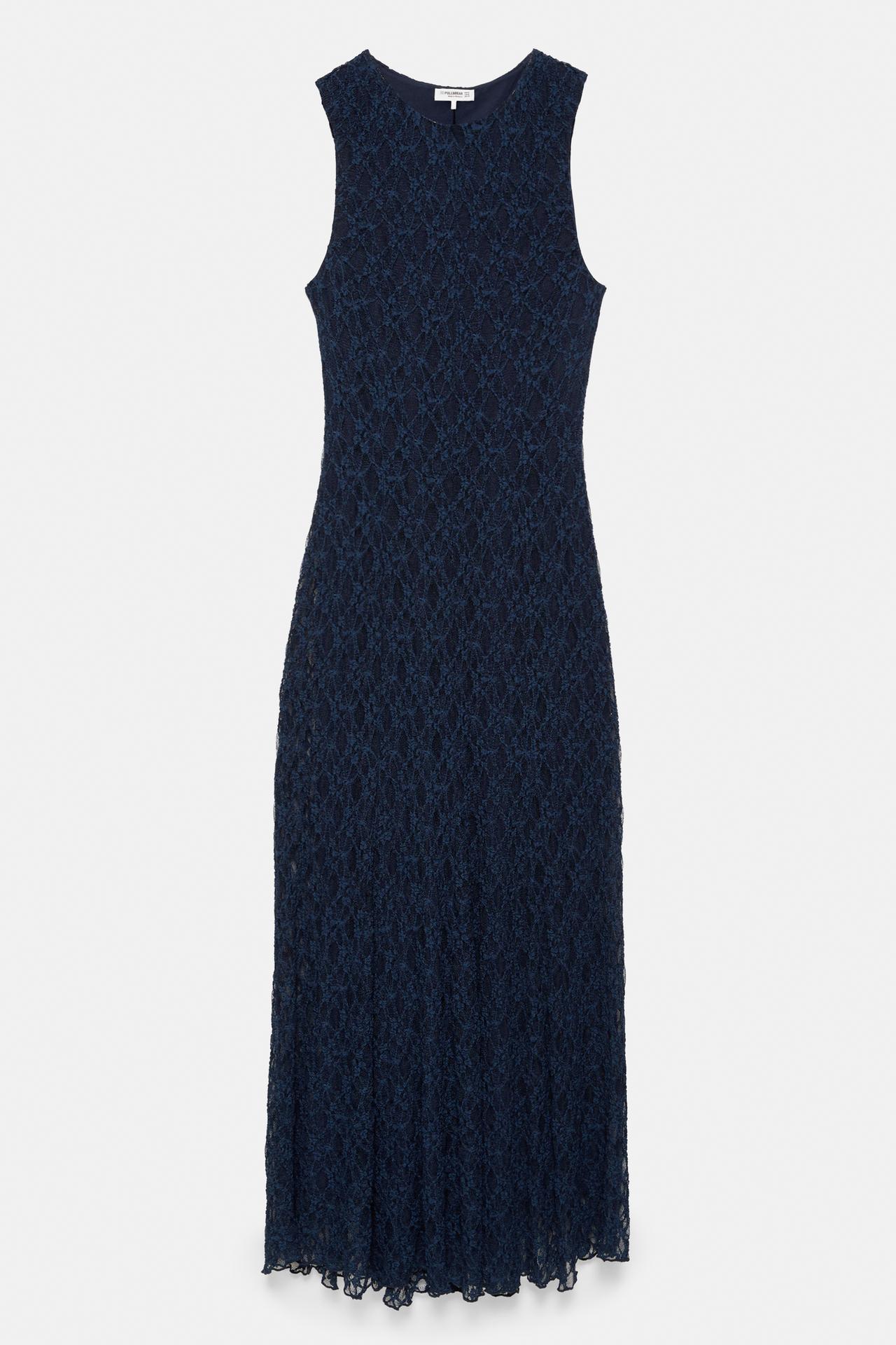 Fitted lace midi dress — Navy