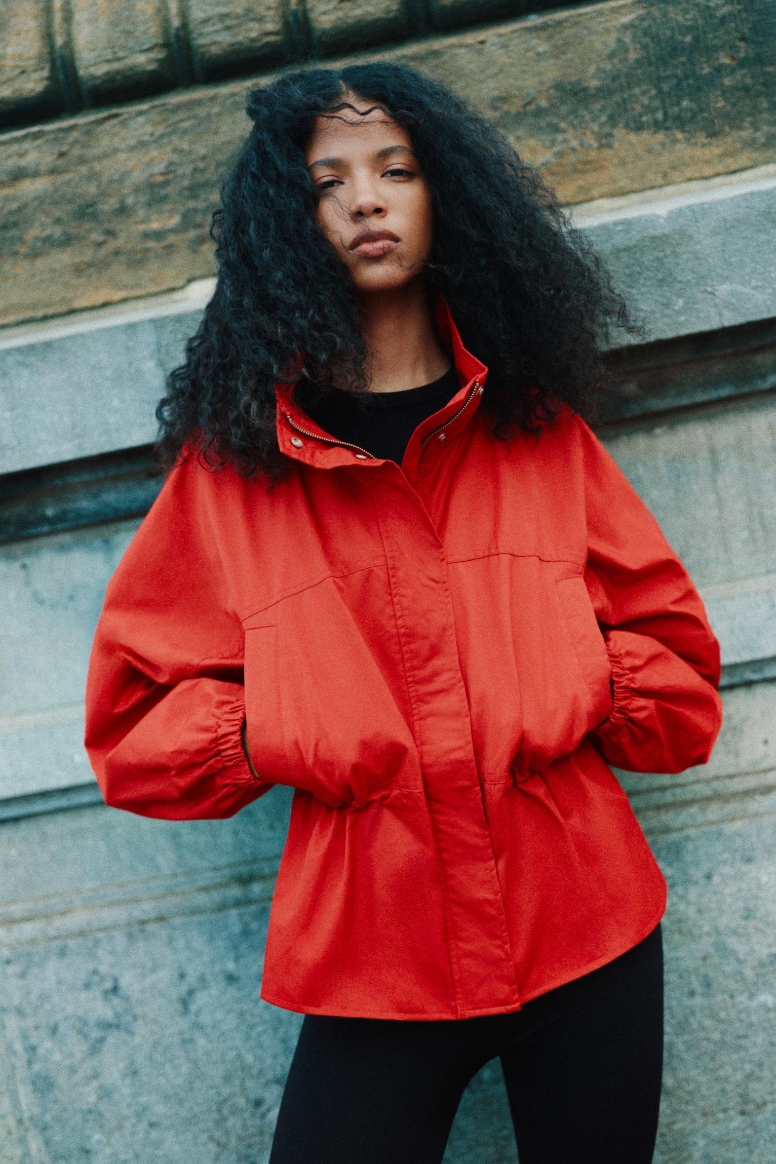 Drawstring waist jacket — Red