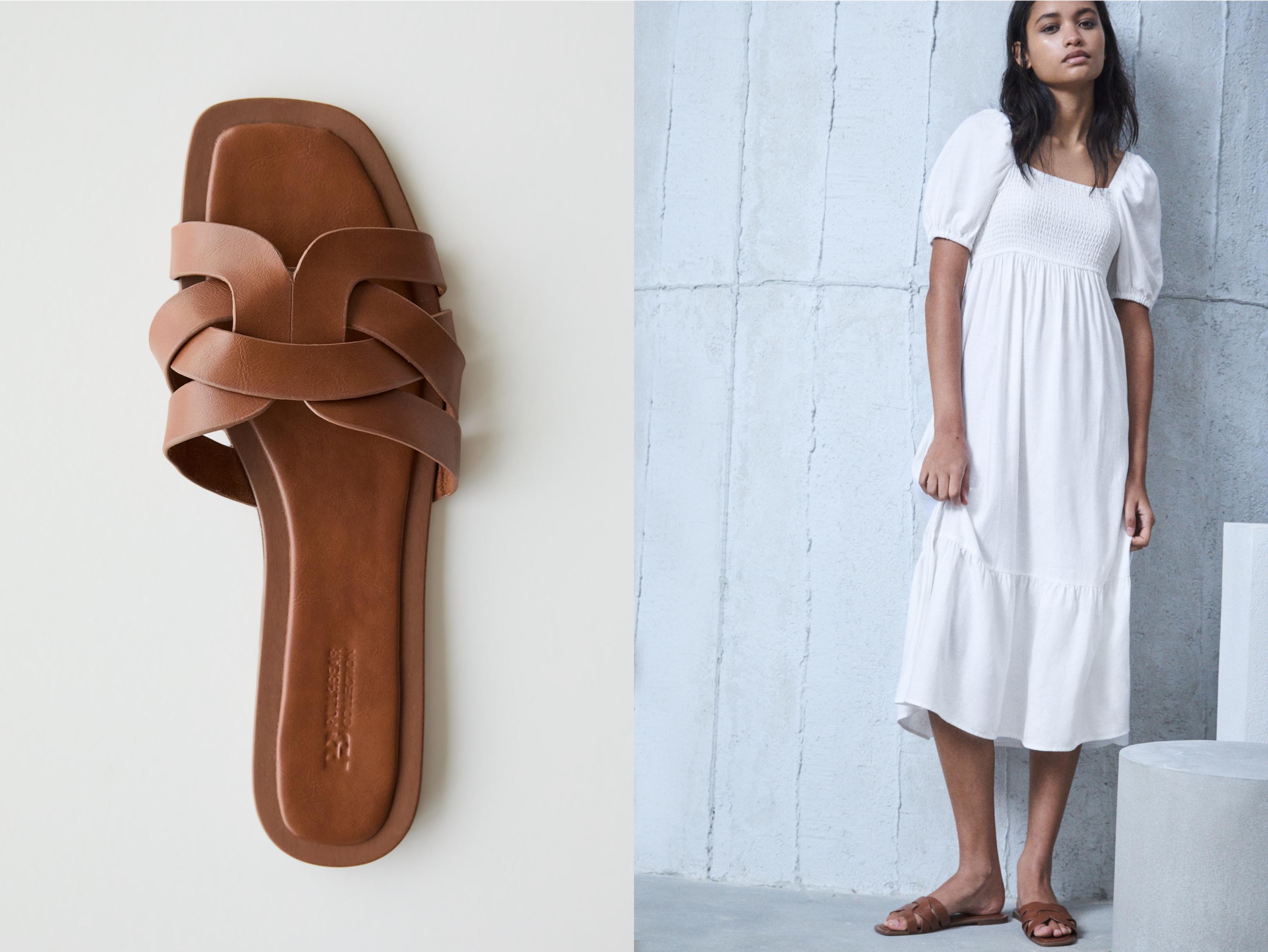 Flat strap sandals — Brown