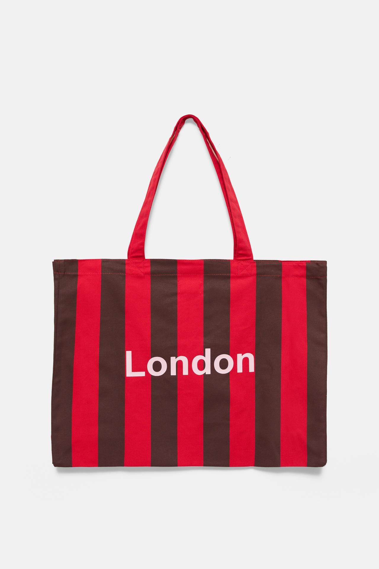 Striped cities tote bag — Red