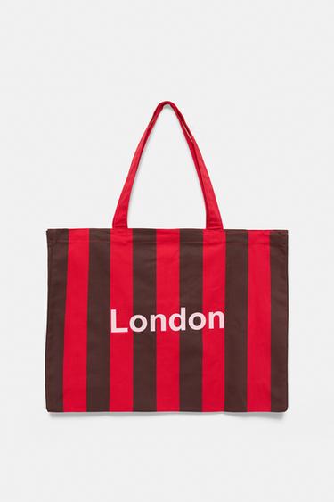 Striped cities tote bag — Red 1