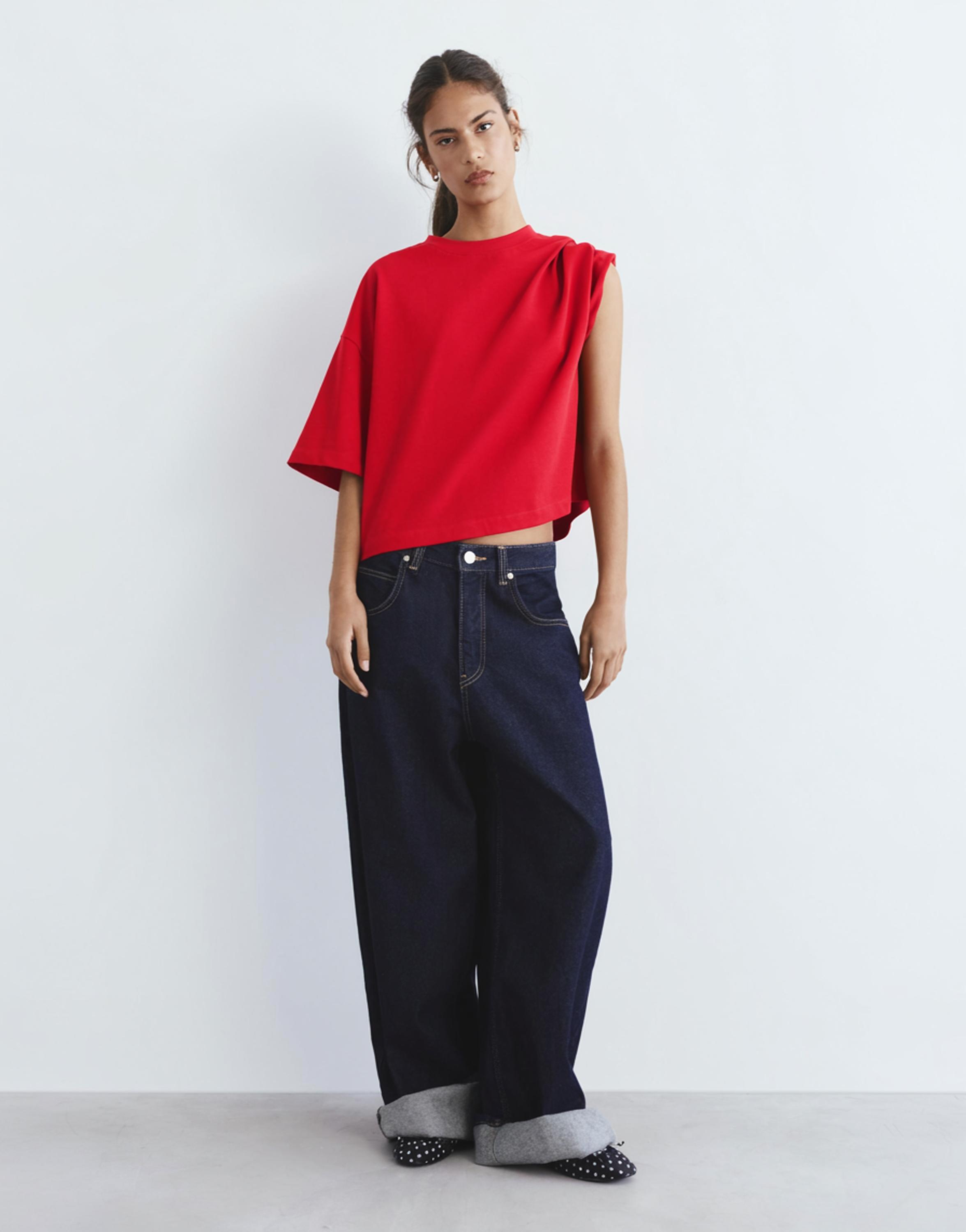 Kısa kollu kutu kesim t-shirt - Görsel 71