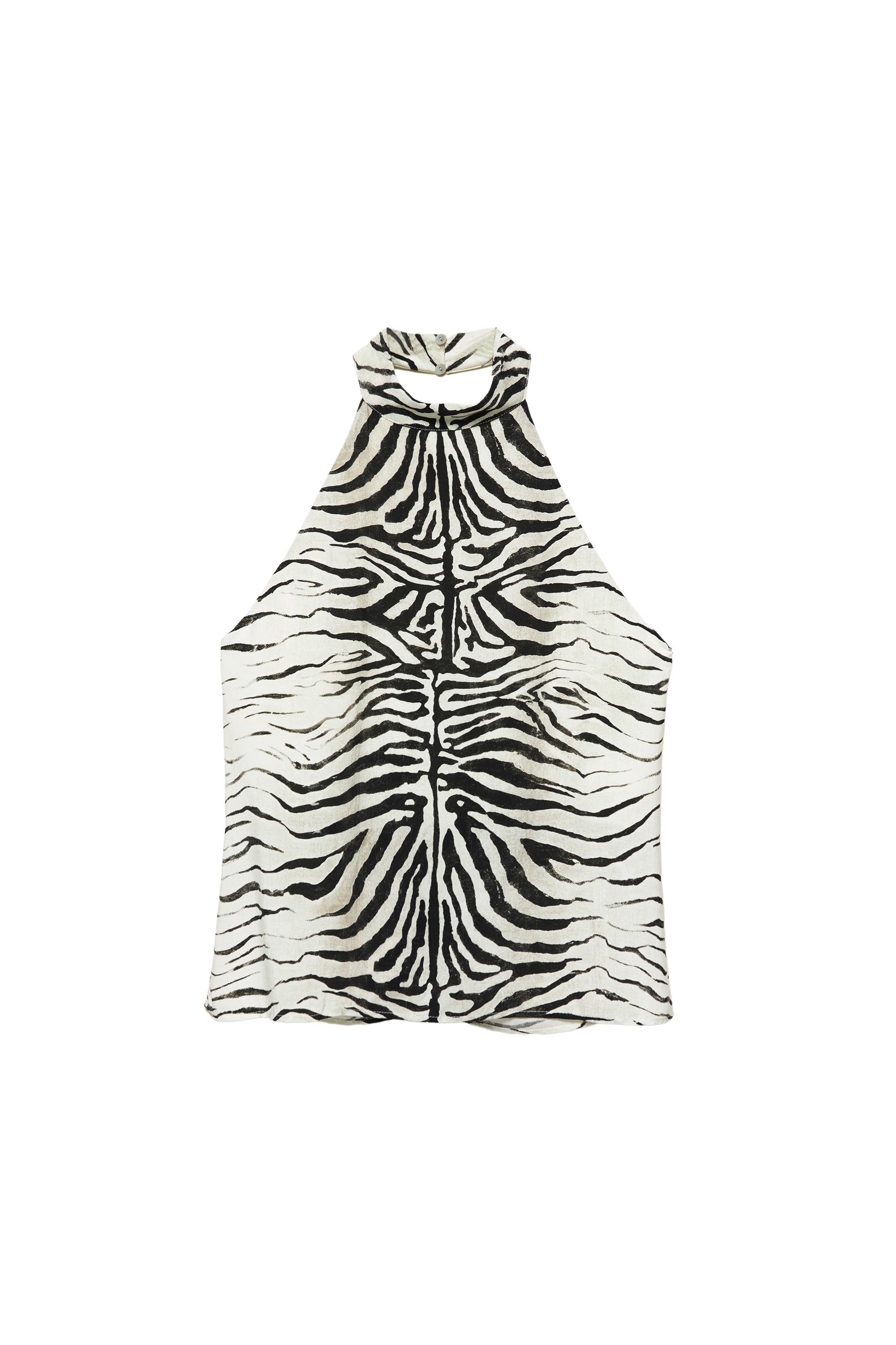 Pull&Bear Zebra desenli halter yaka üst görsel 4