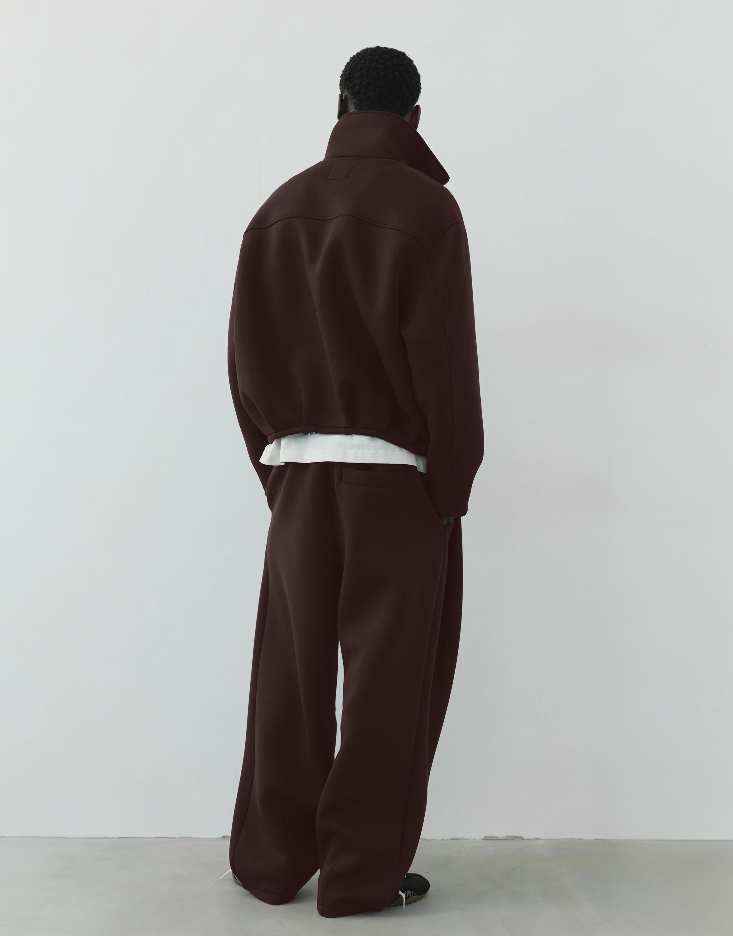 Neoprene-effect zip-up jacket — Brown