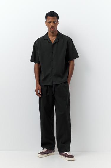 Short sleeve linen blend shirt — Black 4
