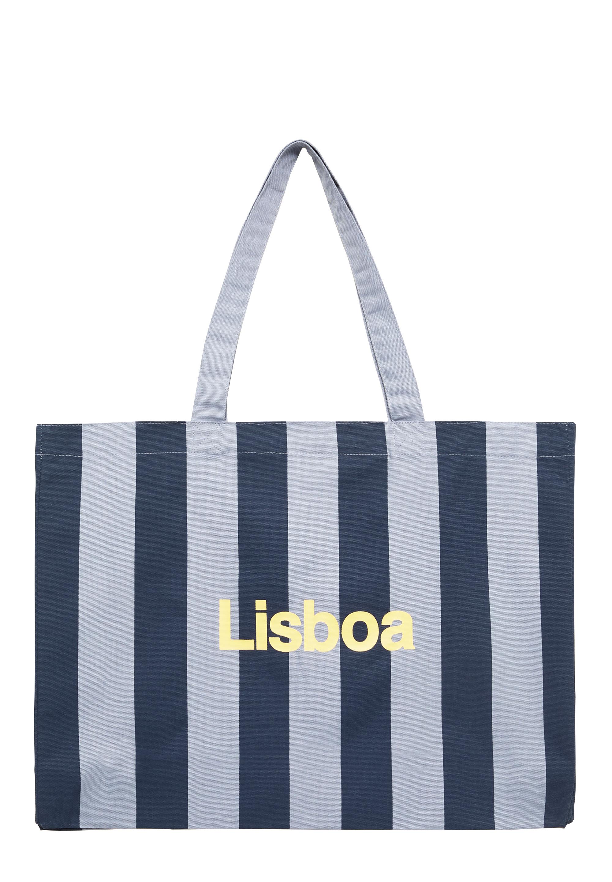 Striped city tote bag — Pale blue