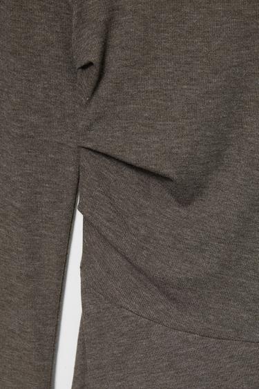 Short ruched soft-touch dress — Brown marl 7