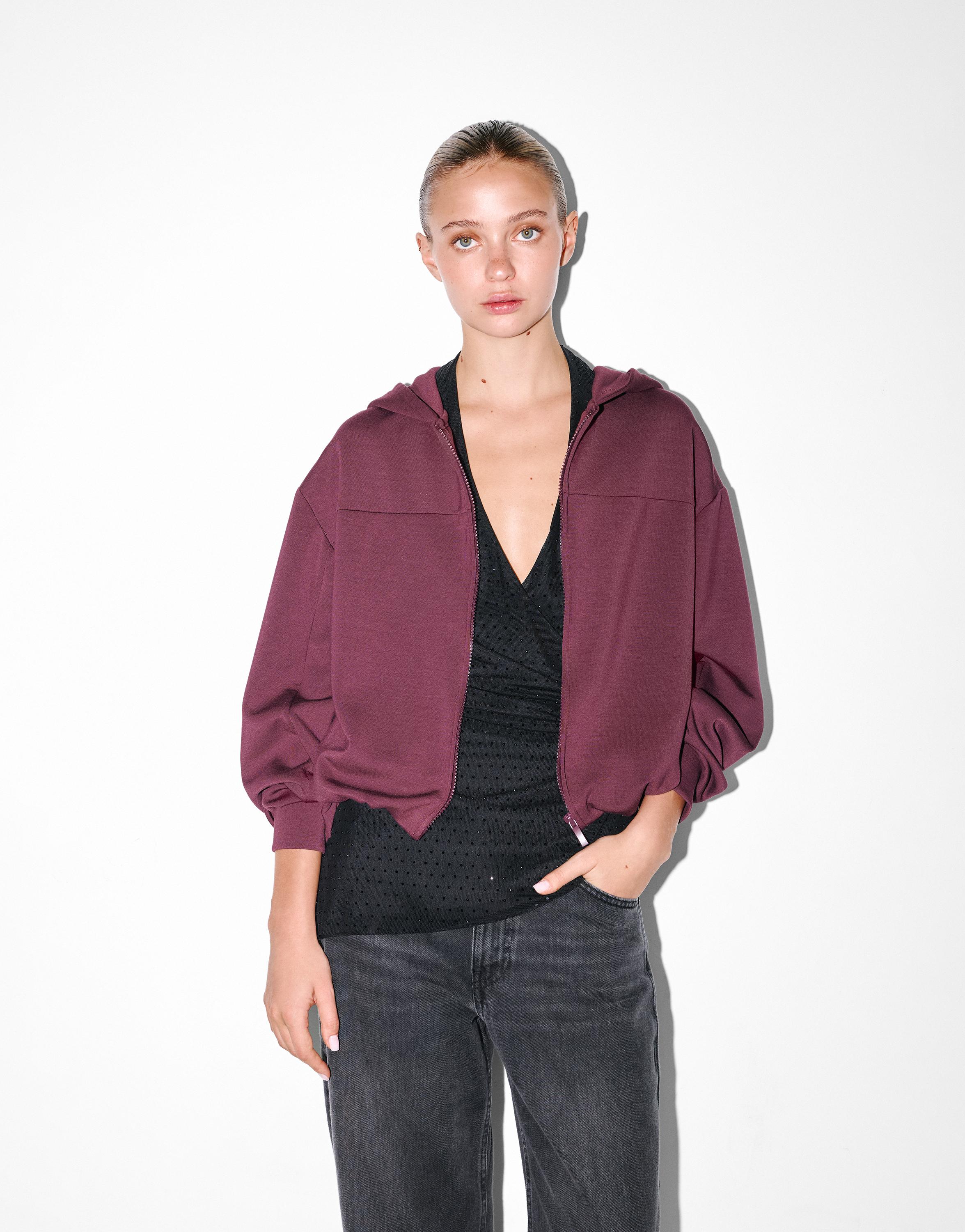 Soft touch hooded sweatshirt — Eggplant