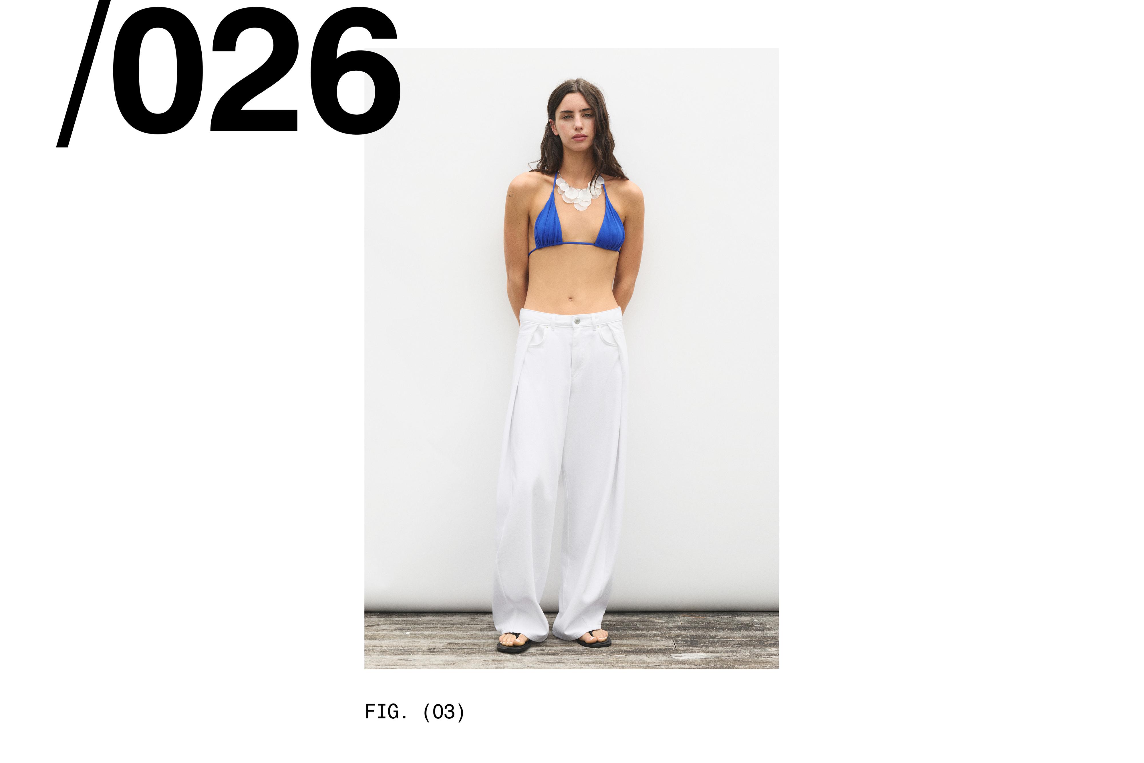 Pleated balloon fit baggy jeans — White