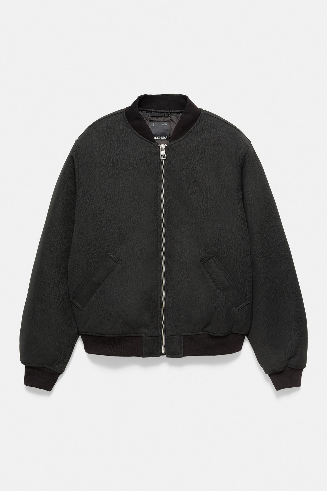 Leather effect bomber jacket — Black