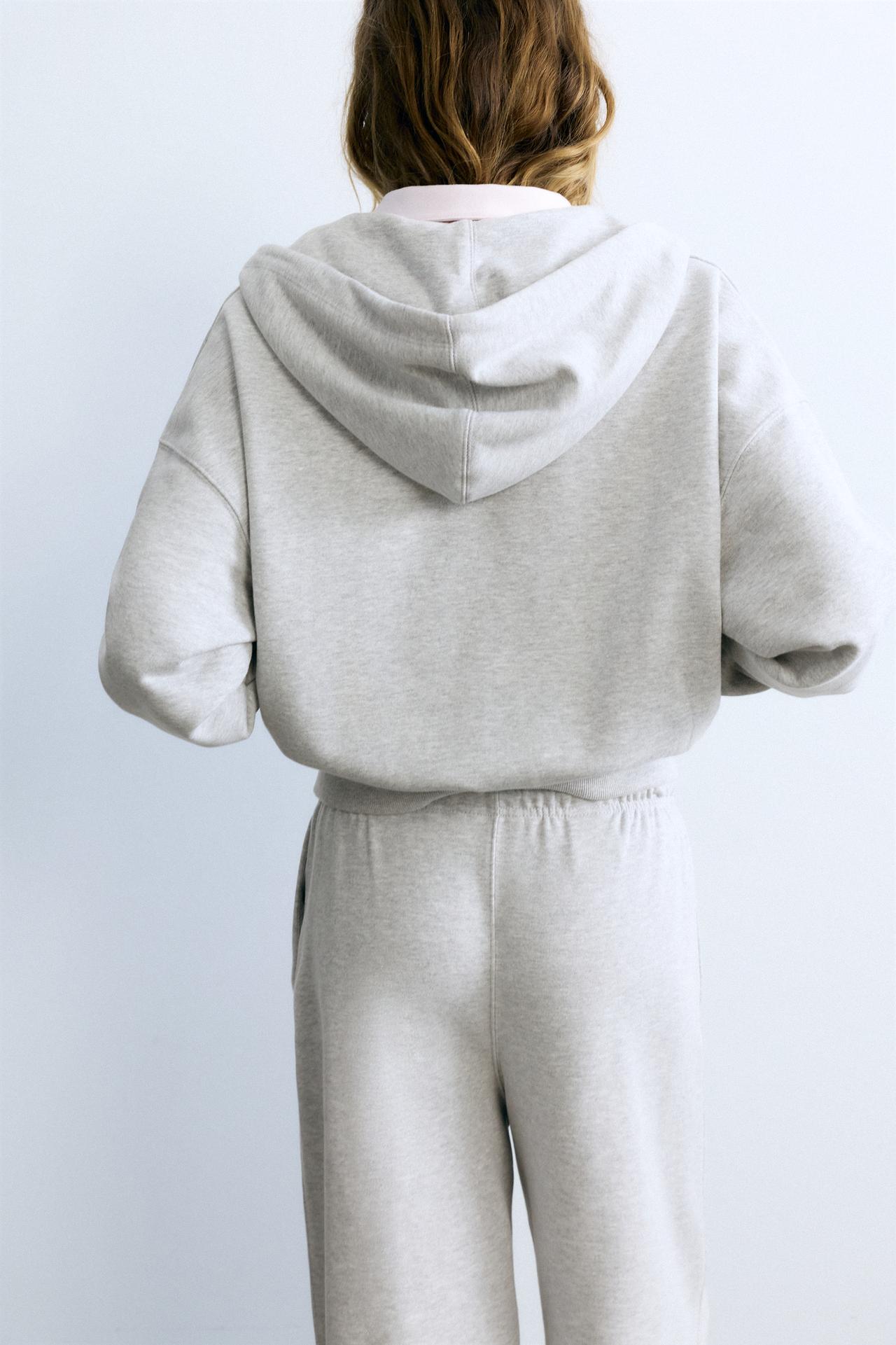 Hoodie with zipper — Grey marl