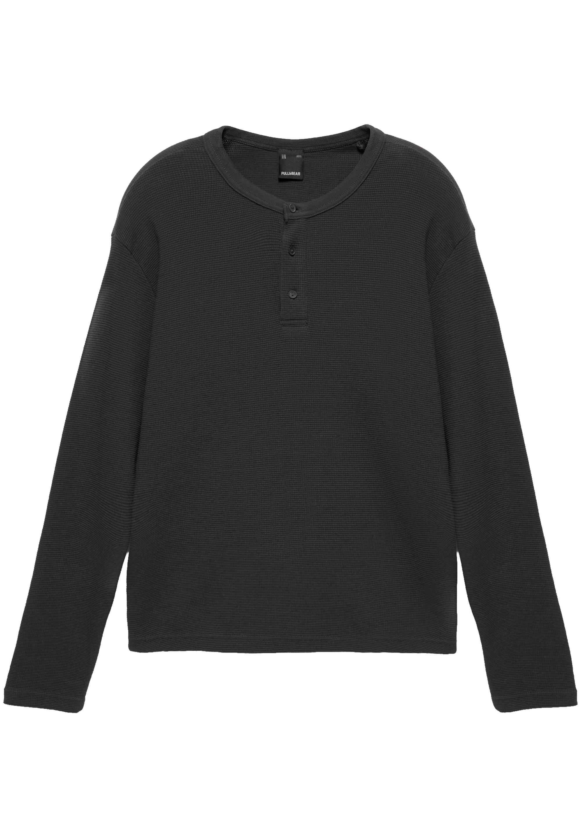 Waffle-knit long sleeve T-shirt — Anthracite grey