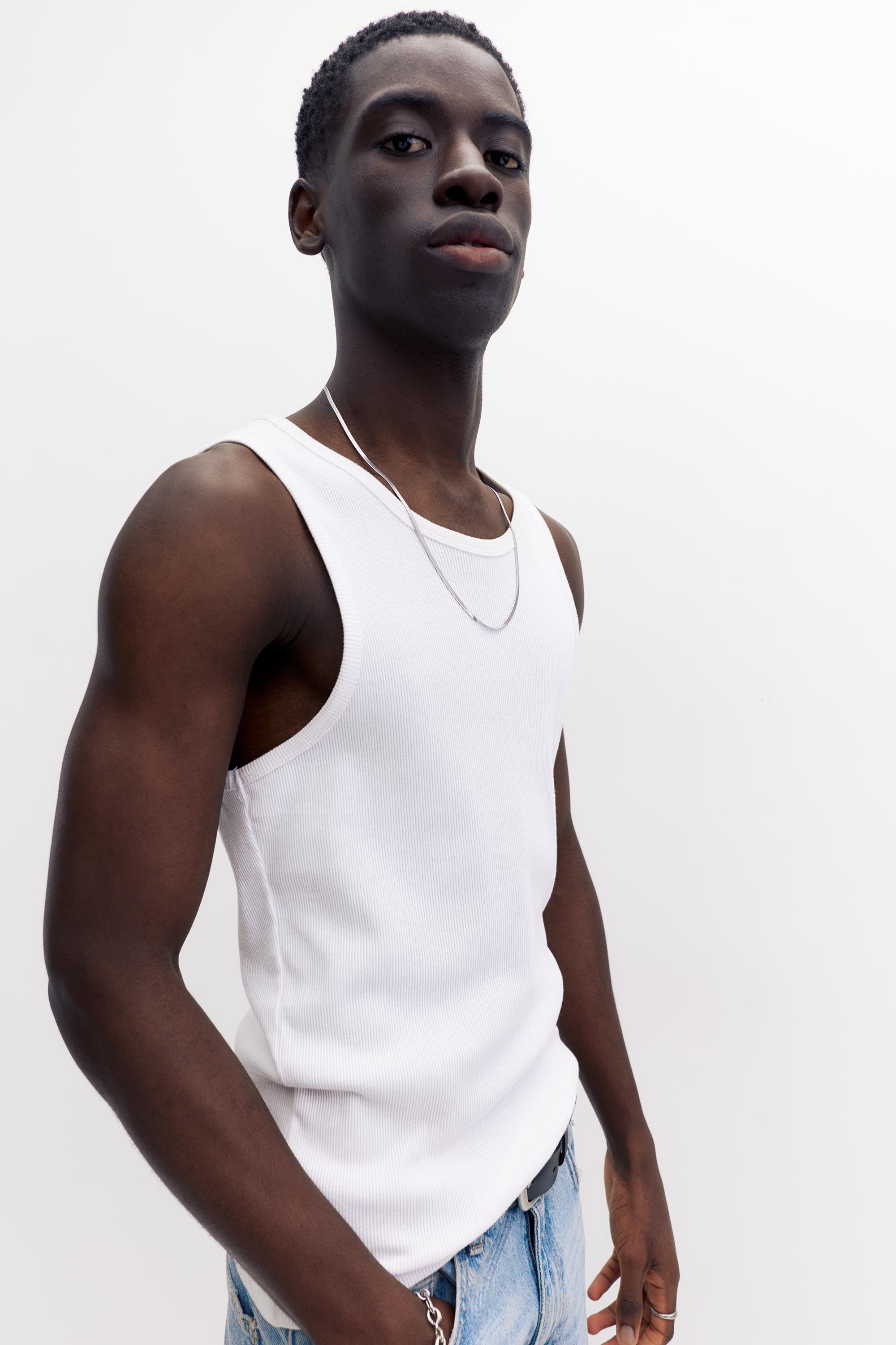 Ribbed tank top — White