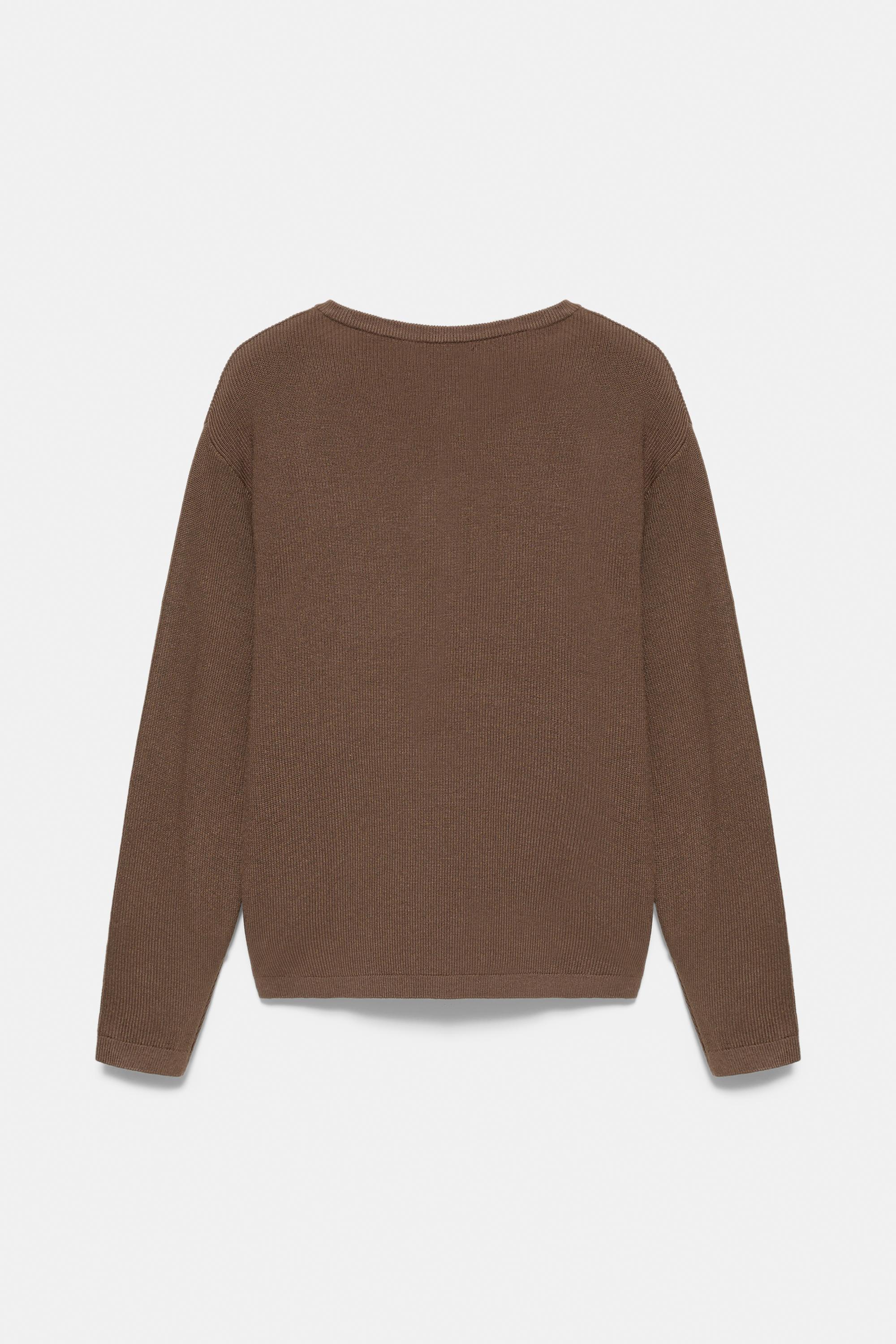 Henley neck jumper — Chocolate