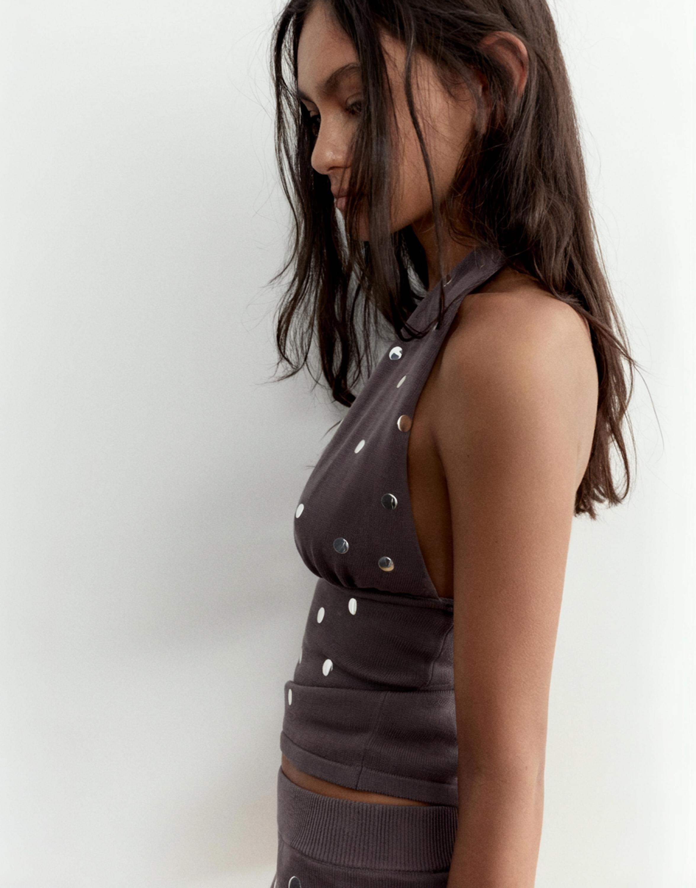 Studded halter top — Steel