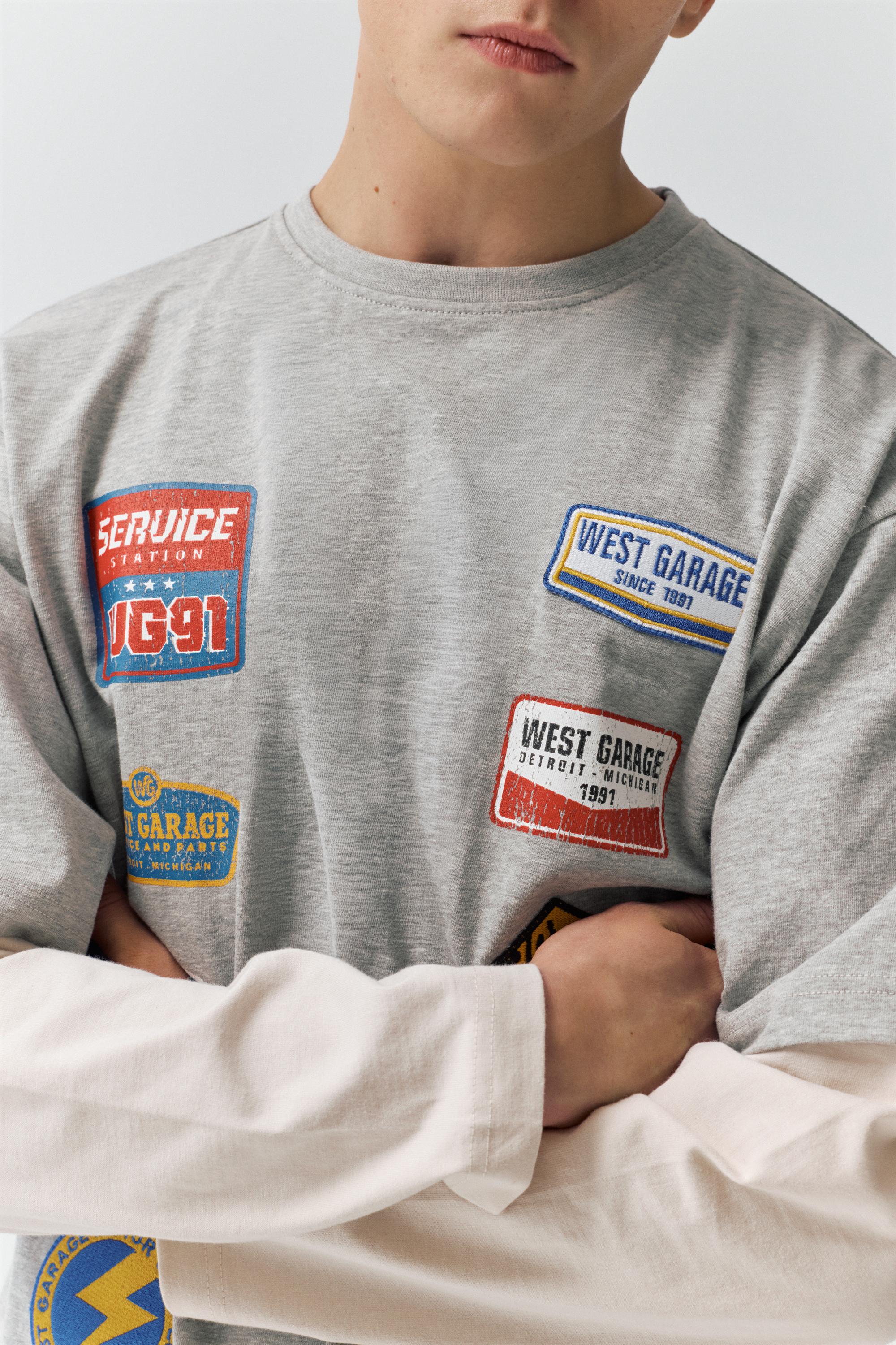 Çift kollu yama detaylı t-shirt - Görsel 17