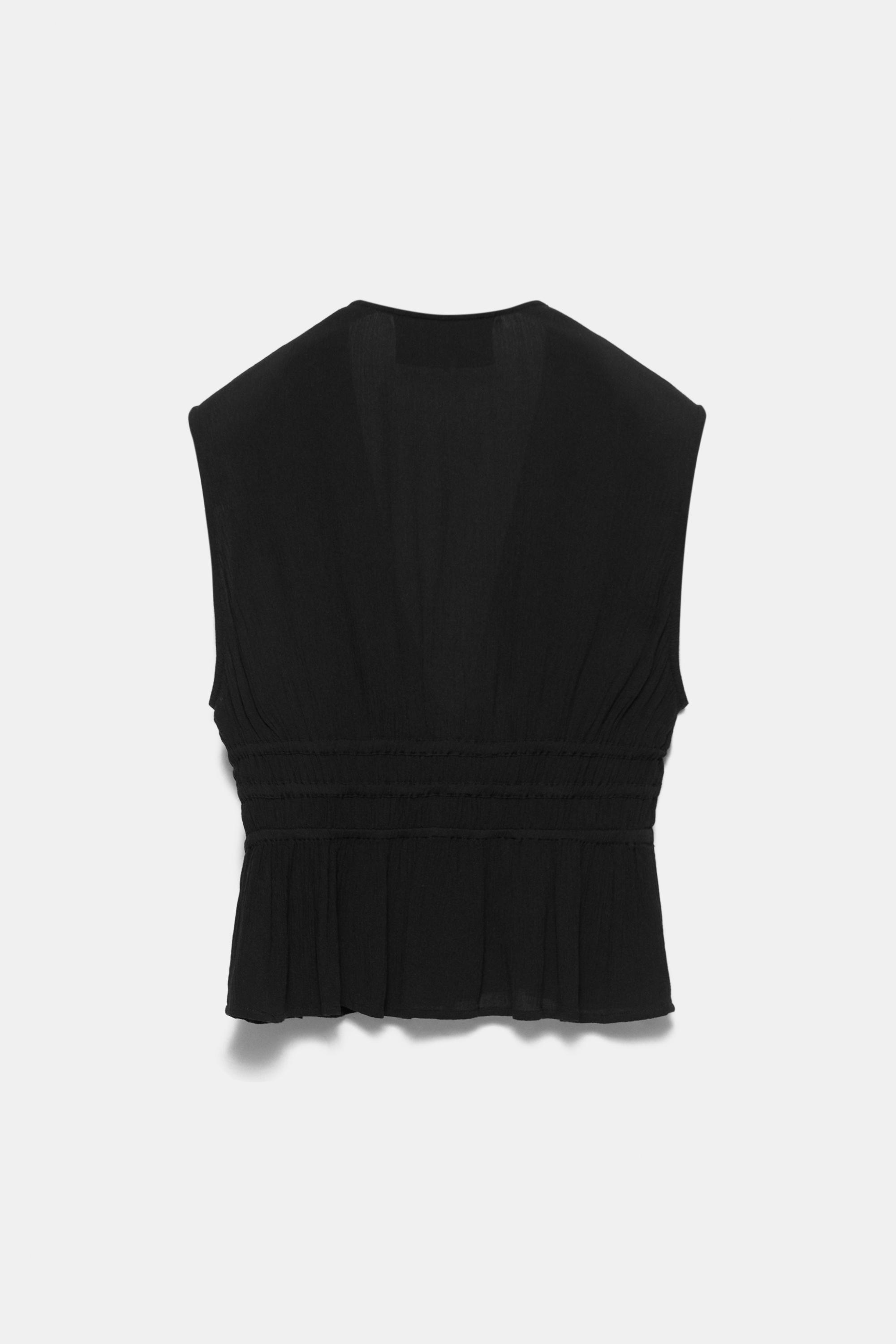 Crepe top with ties — Black