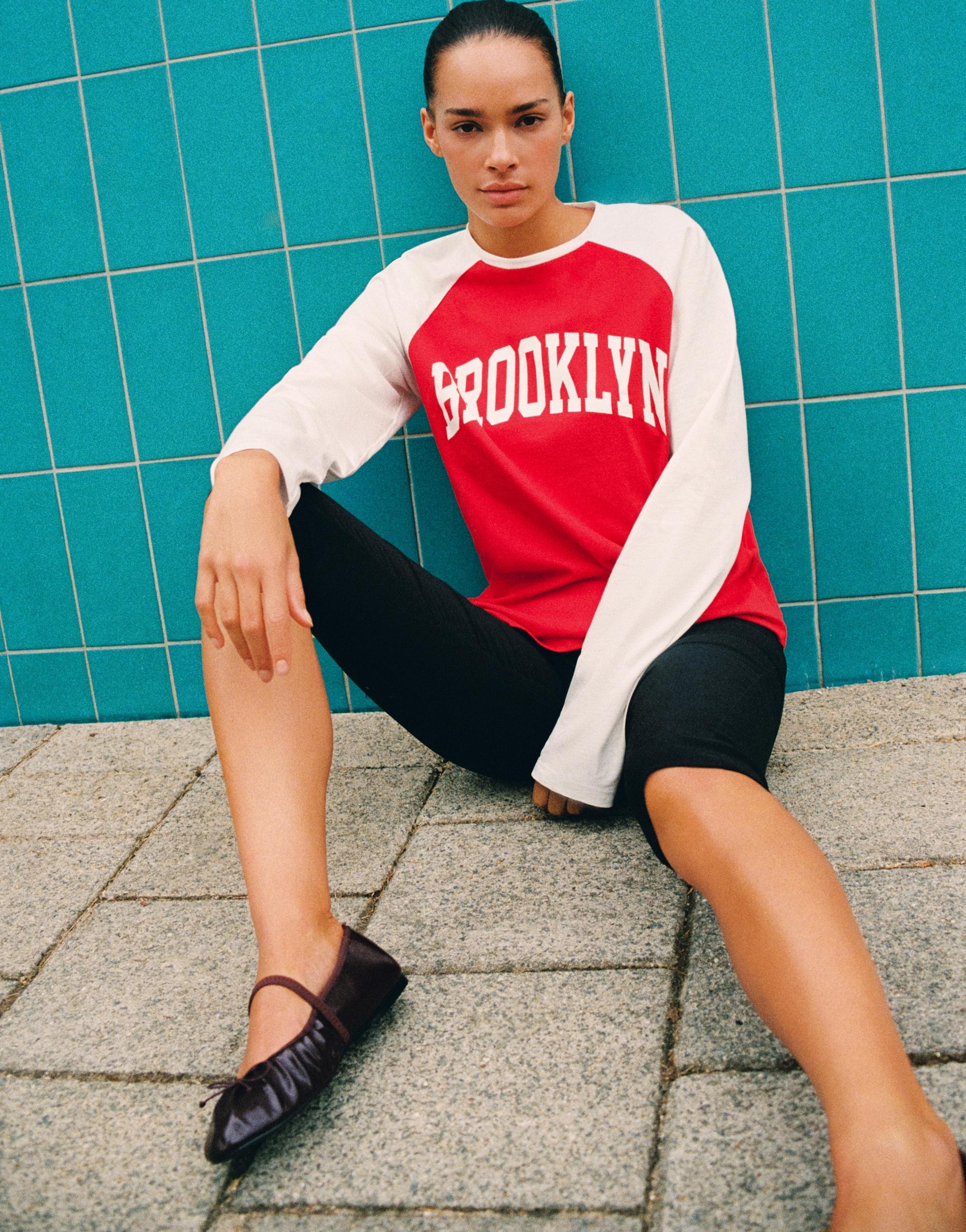 Brooklyn raglan sleeve T-shirt — White/Red