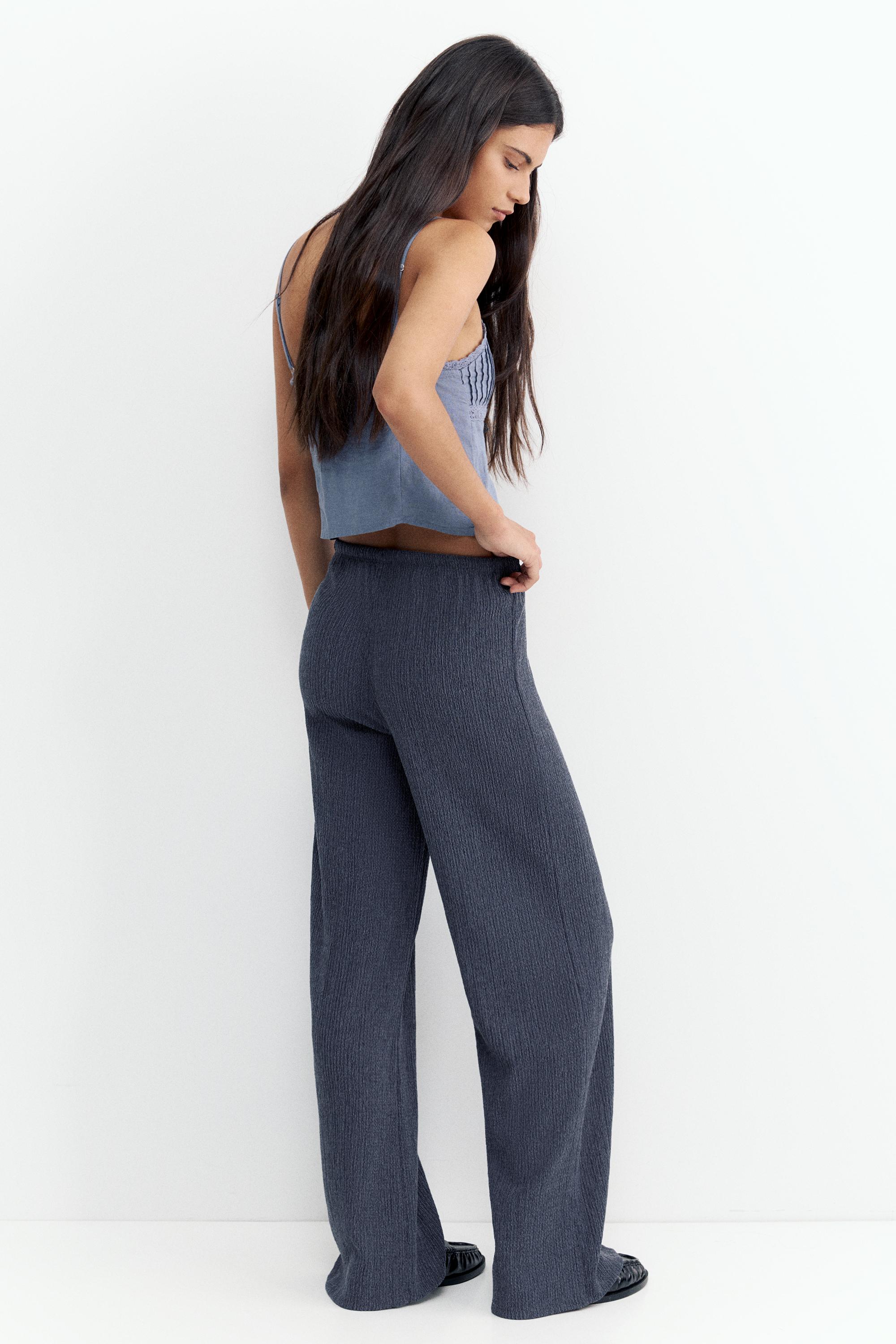 Wide-leg crepe trousers — Navy
