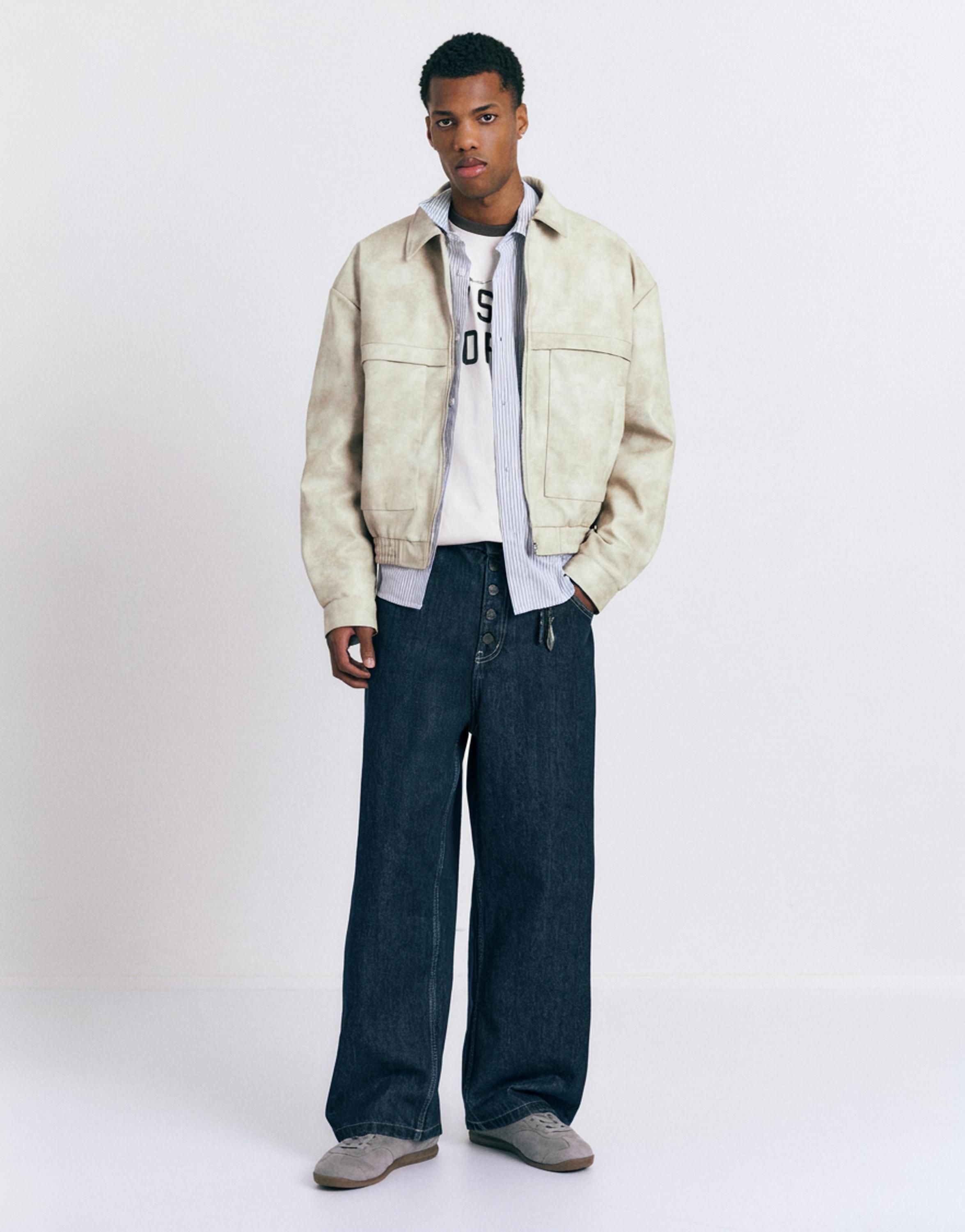 Faux leather jacket — Ecru