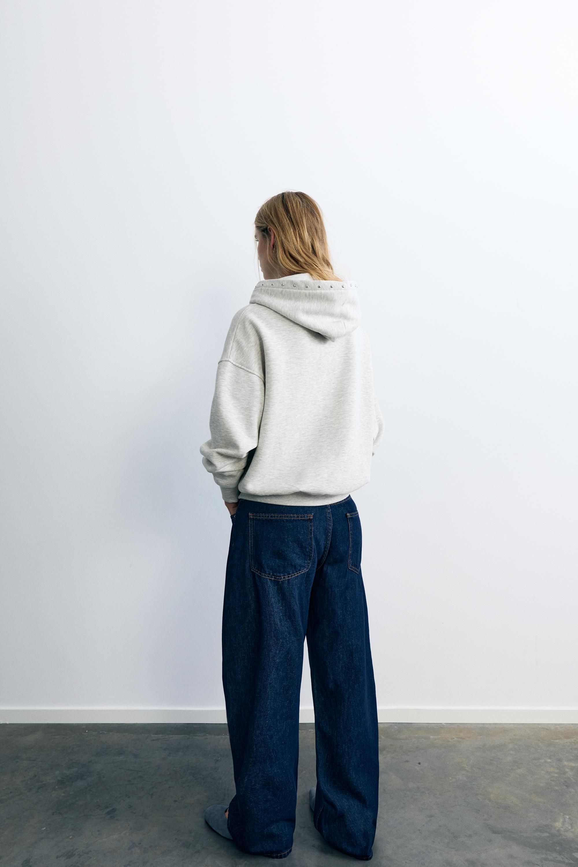 Studded hoodie — Grey marl