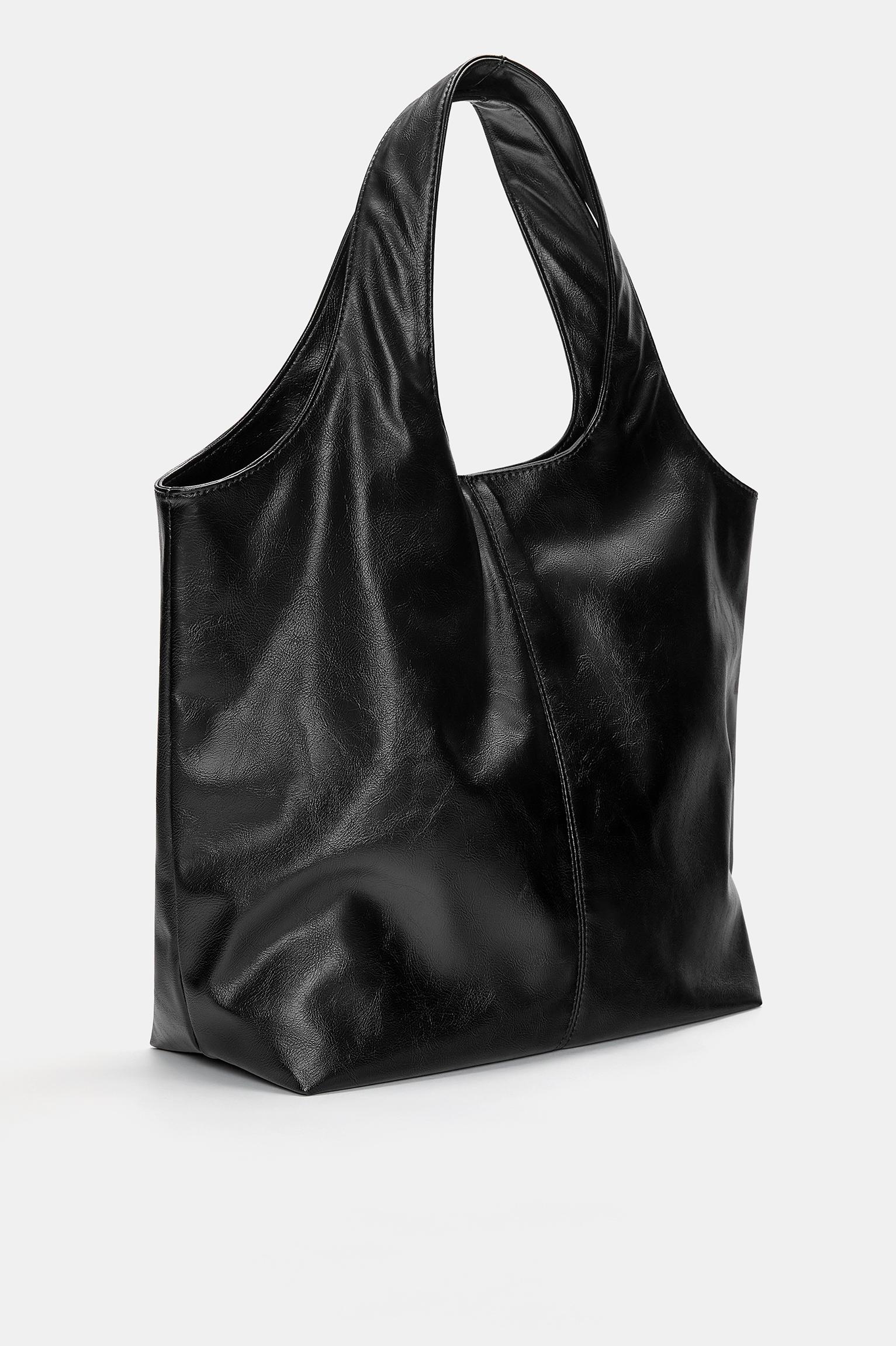 Faux leather shopper bag — Black