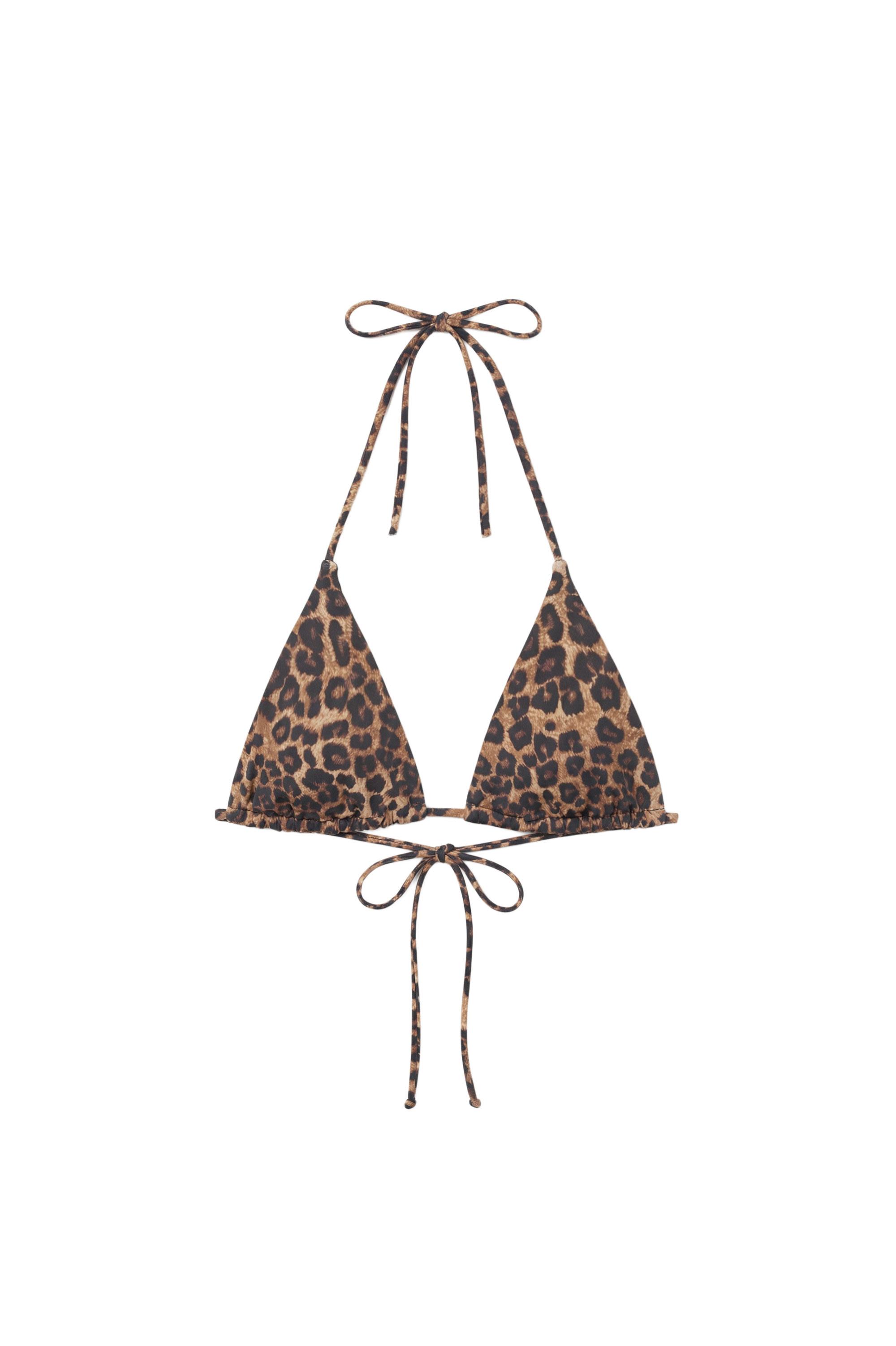 Leopar desenli üçgen bikini üstü - Görsel 10