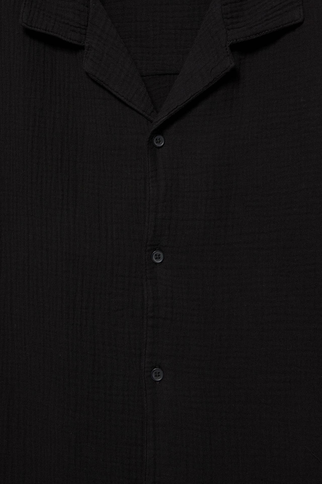Short sleeve crepe shirt — Black