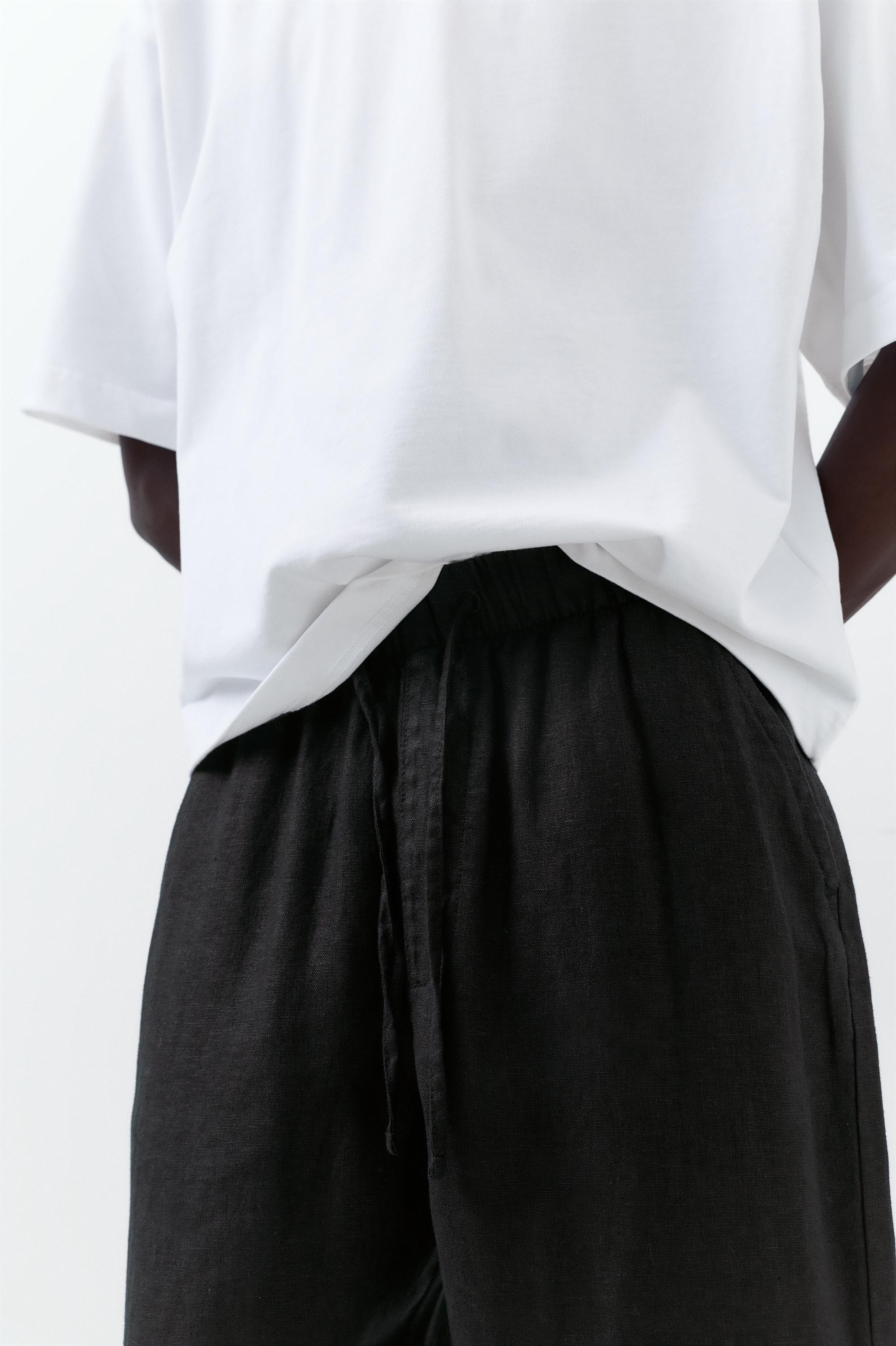 100% linen jogger trousers — Black