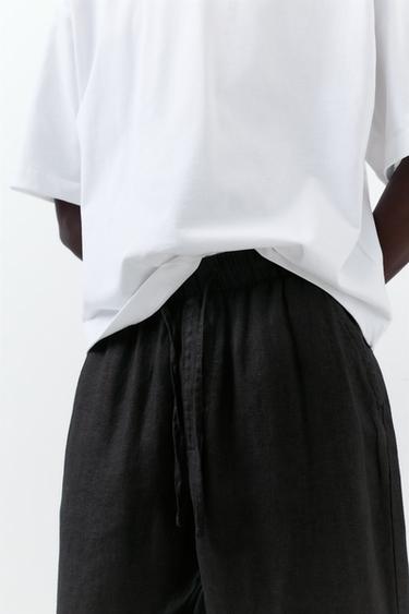 100% linen jogger trousers — Black 4