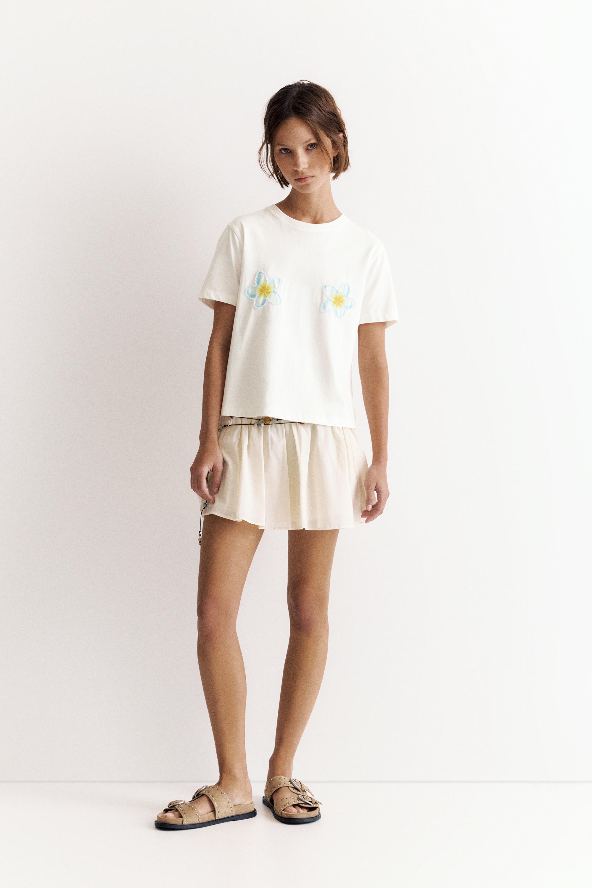 Tahiti floral T-shirt — Ice