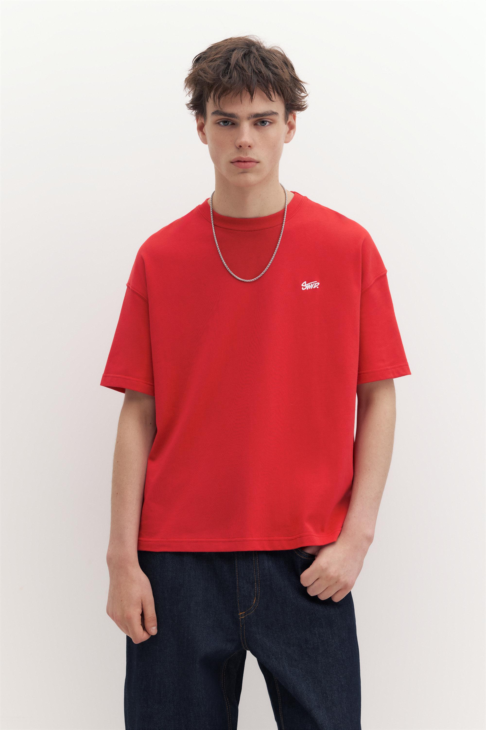 Boxy STWD logo T-shirt — Red
