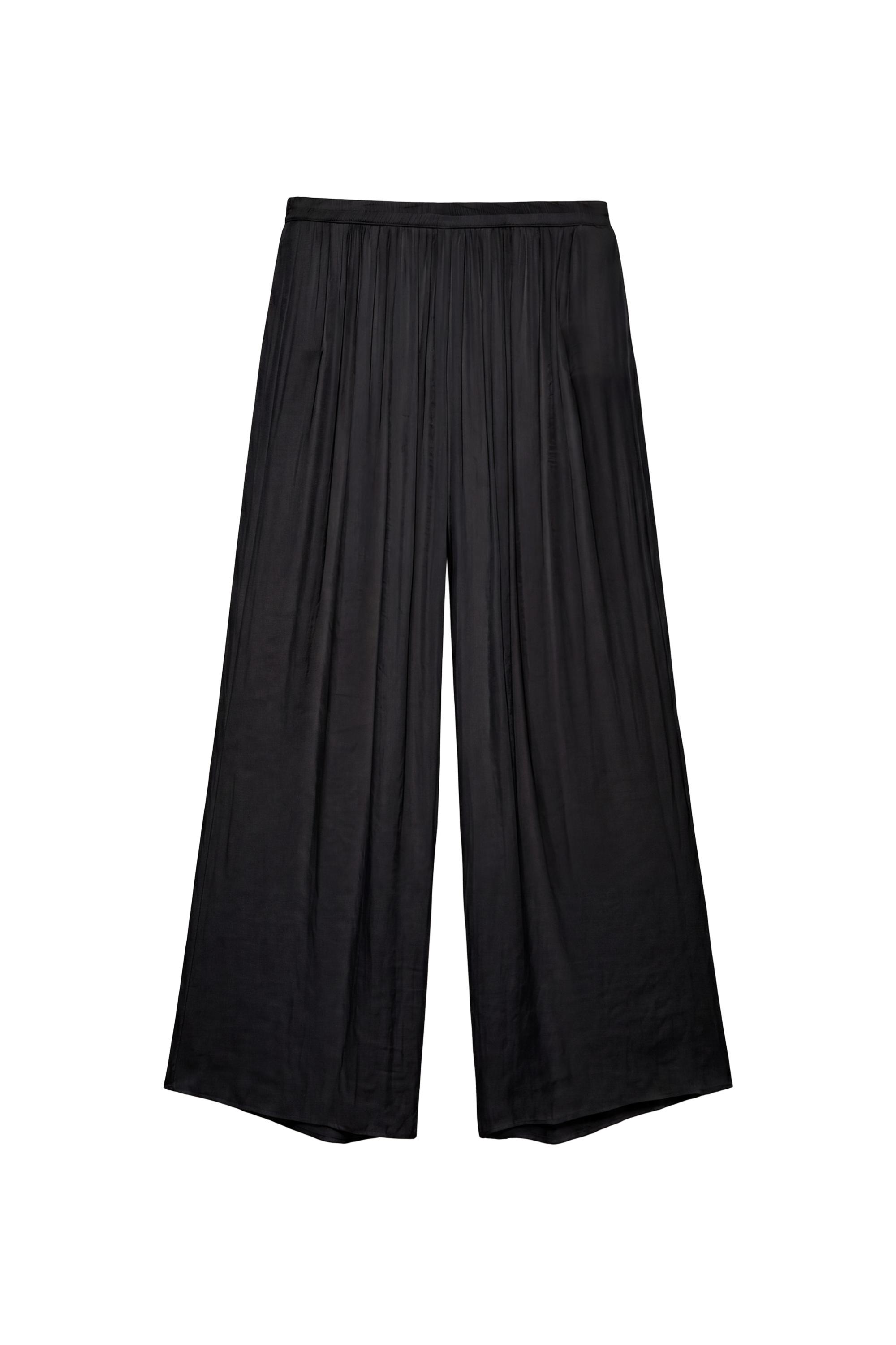 Pull&Bear Saten geniş paça pantolon görsel 4