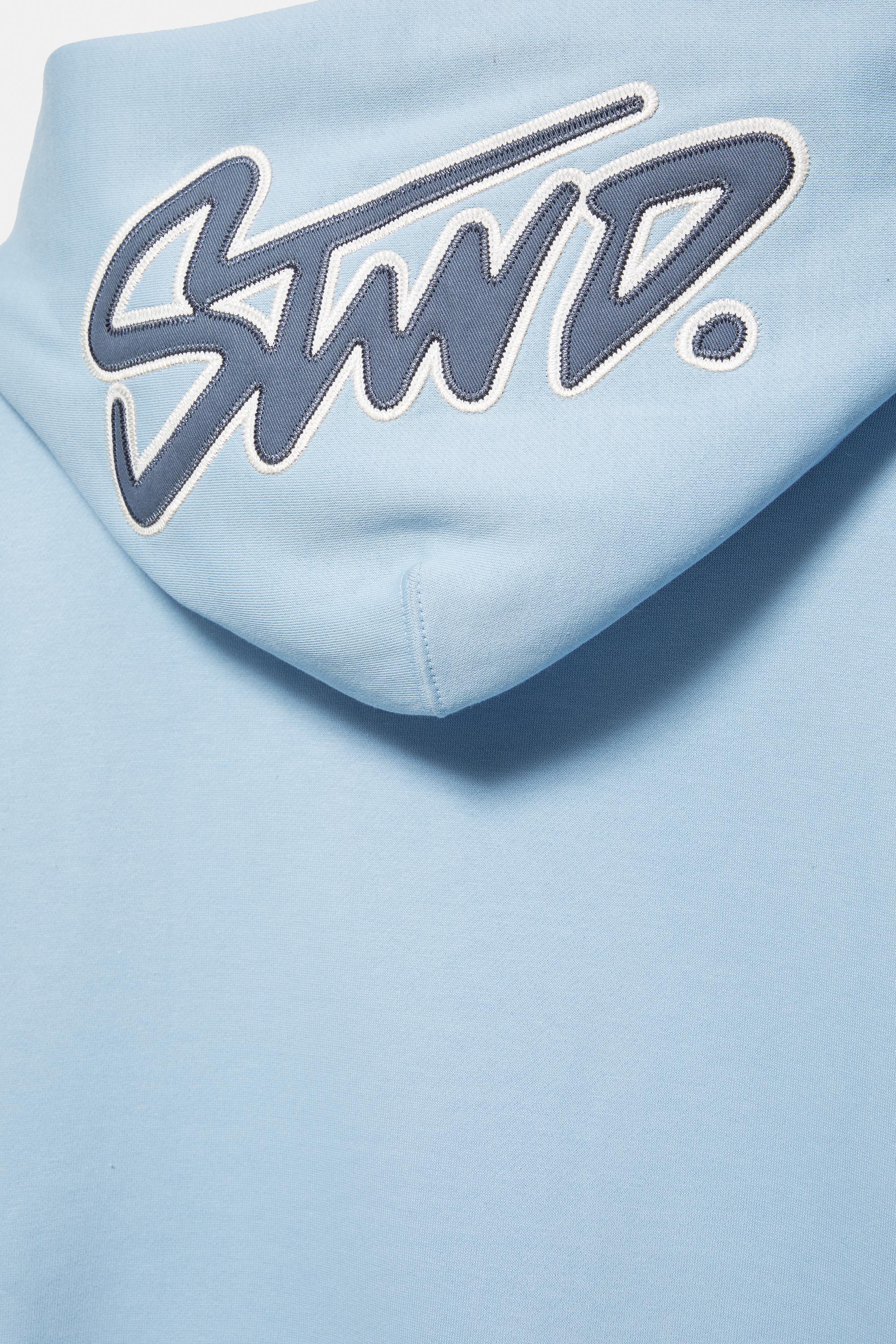 STWD boxy-fit logo hoodie — Sky blue