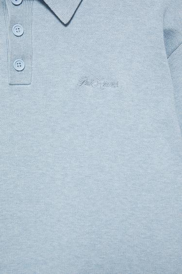Long sleeve knit polo shirt — Blue marl 7