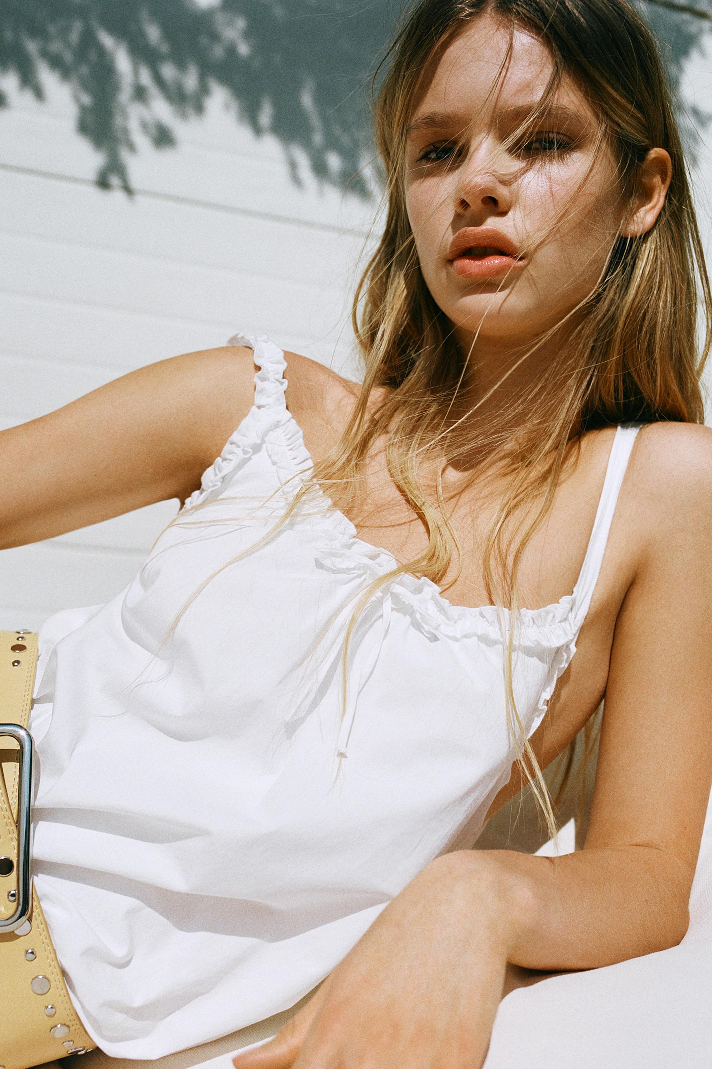 Kısa balon beyaz elbise - Görsel 15