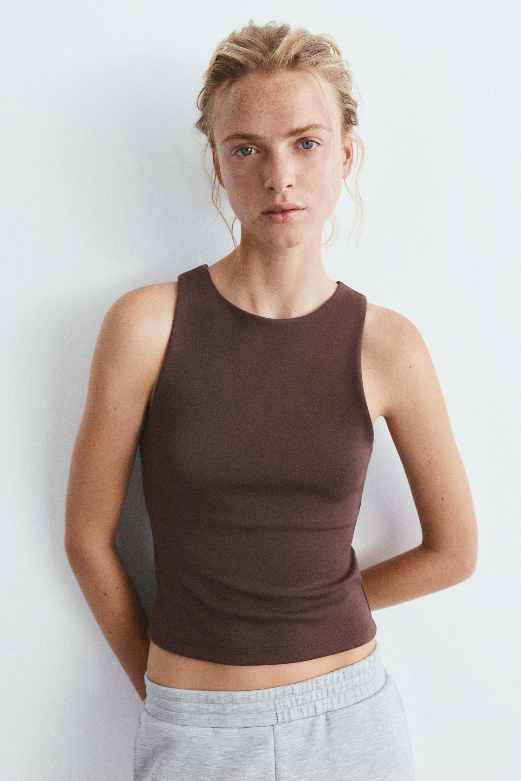 Soft-touch tank top — Brown