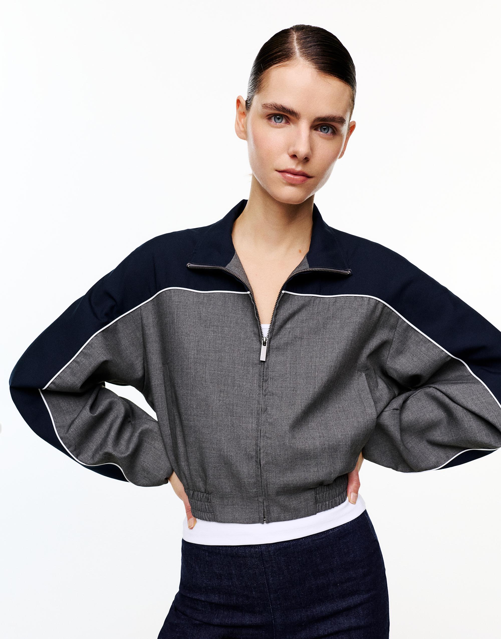 Contrast panel jacket — Pale grey