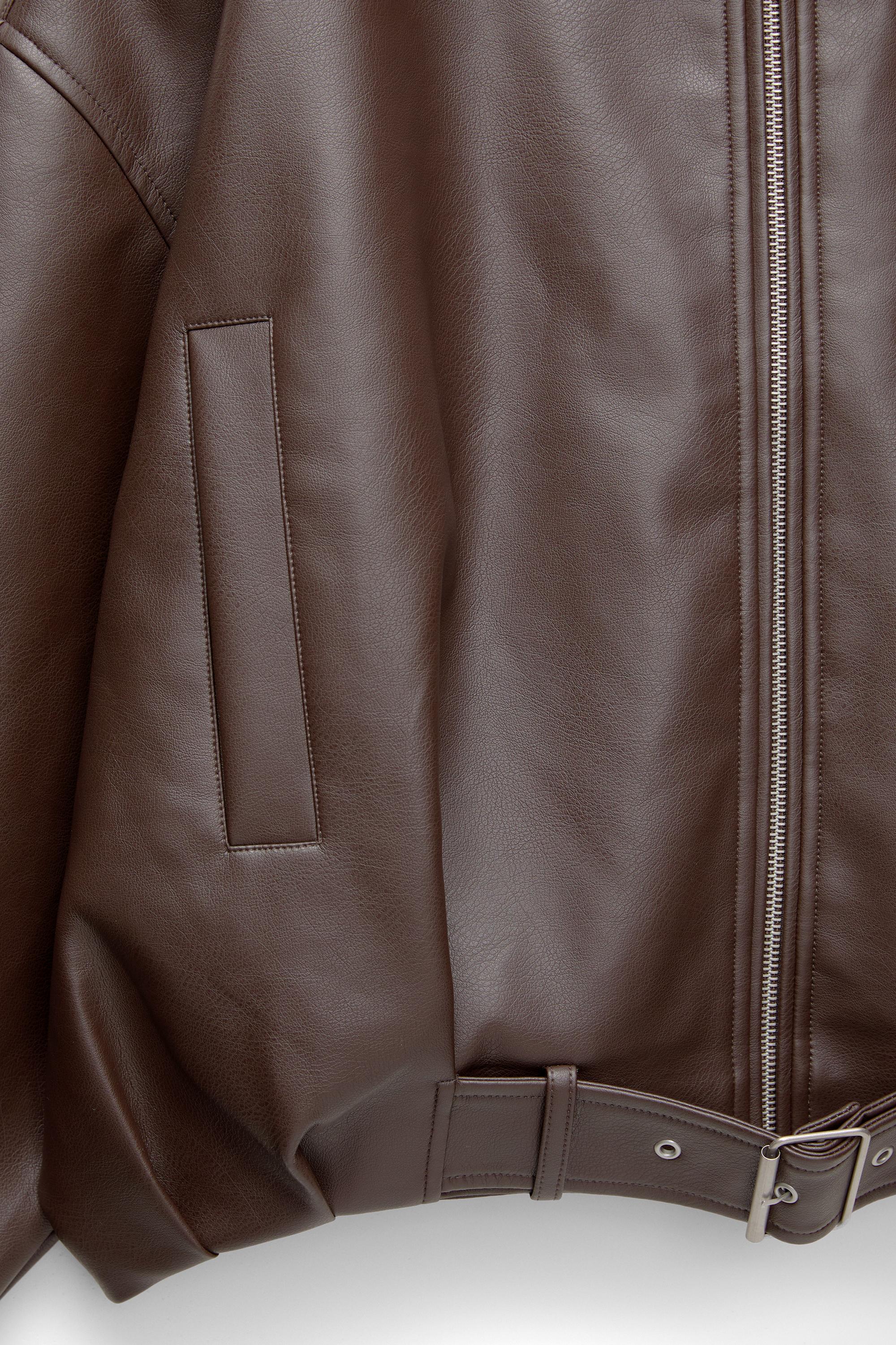 Leather effect balloon jacket — Chocolate