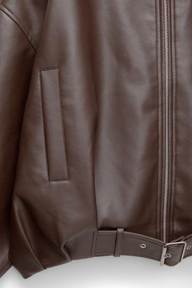 Leather effect balloon jacket — Chocolate 6