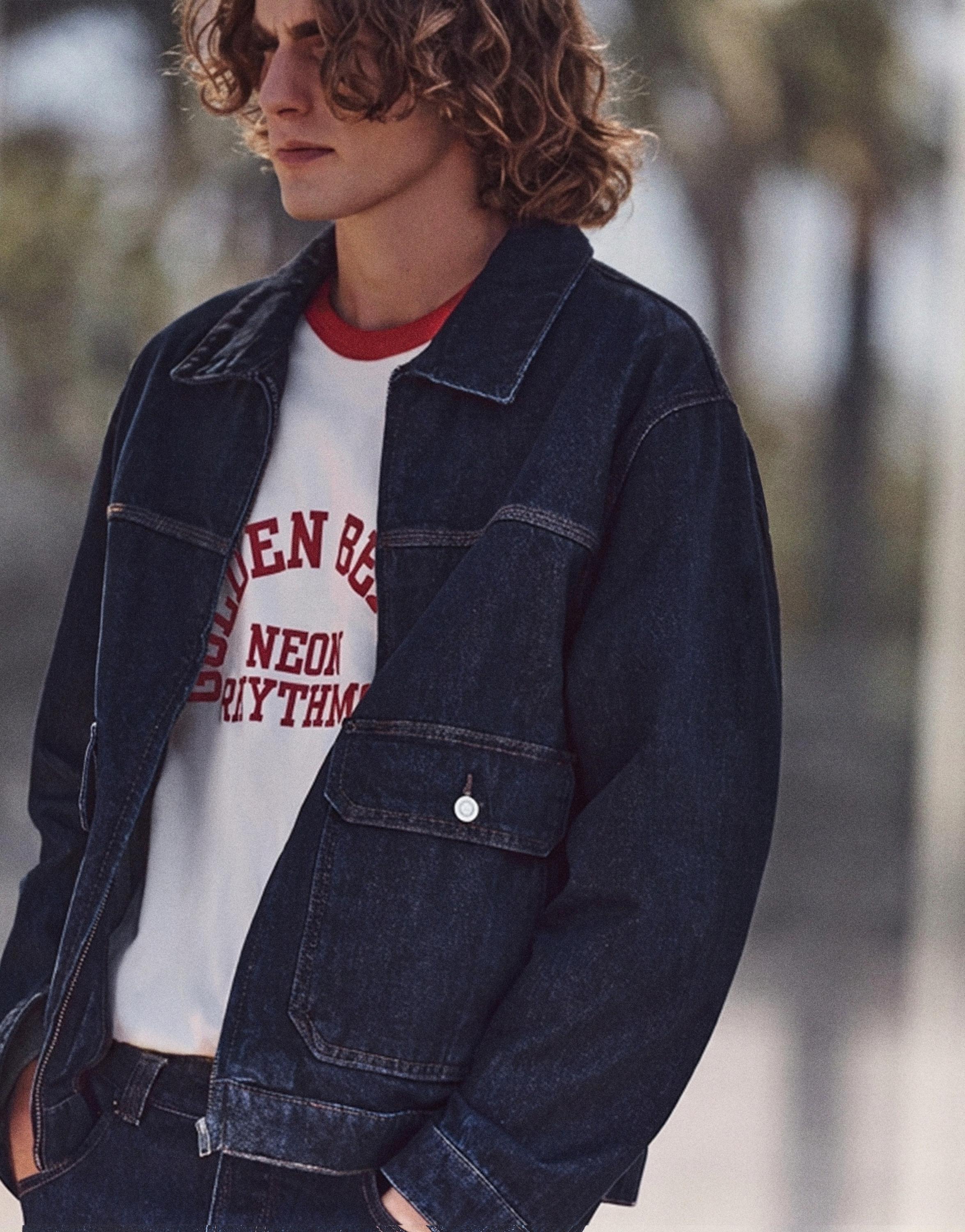Multi-pocket denim jacket — Navy