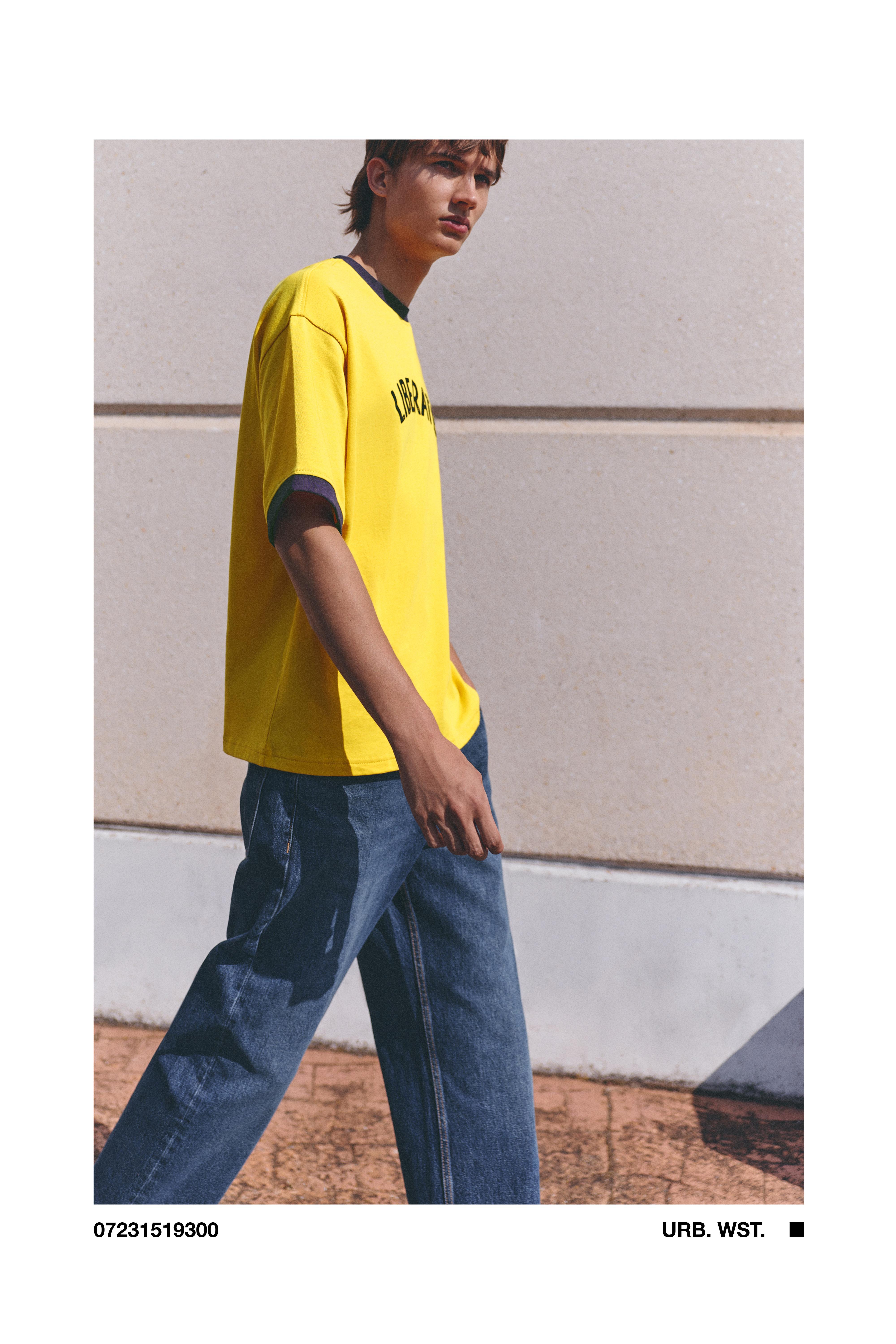 Graphic print T-shirt with trims — Yellow