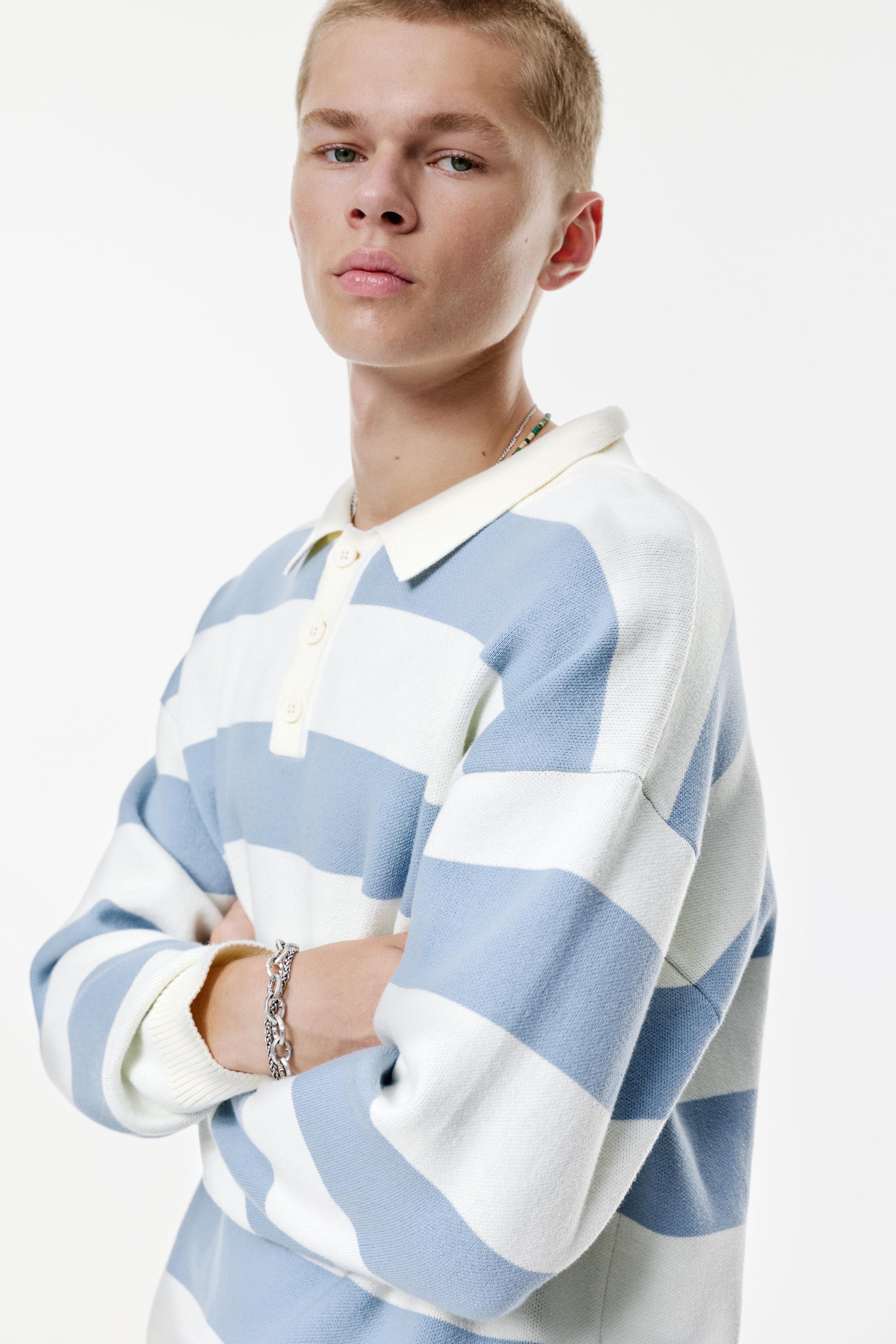 Gestreiftes Langarm-Poloshirt