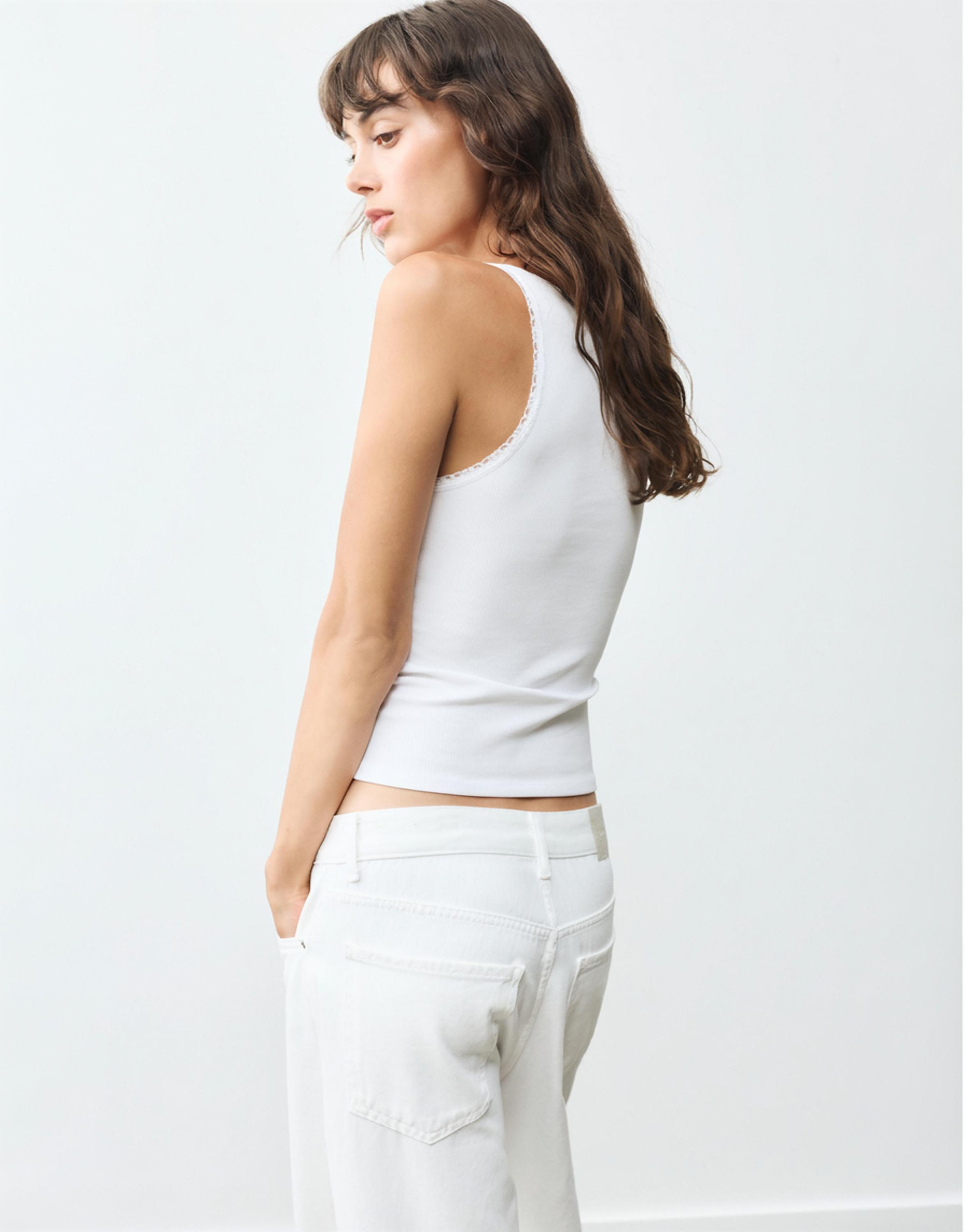 Lace-trim tank top — White