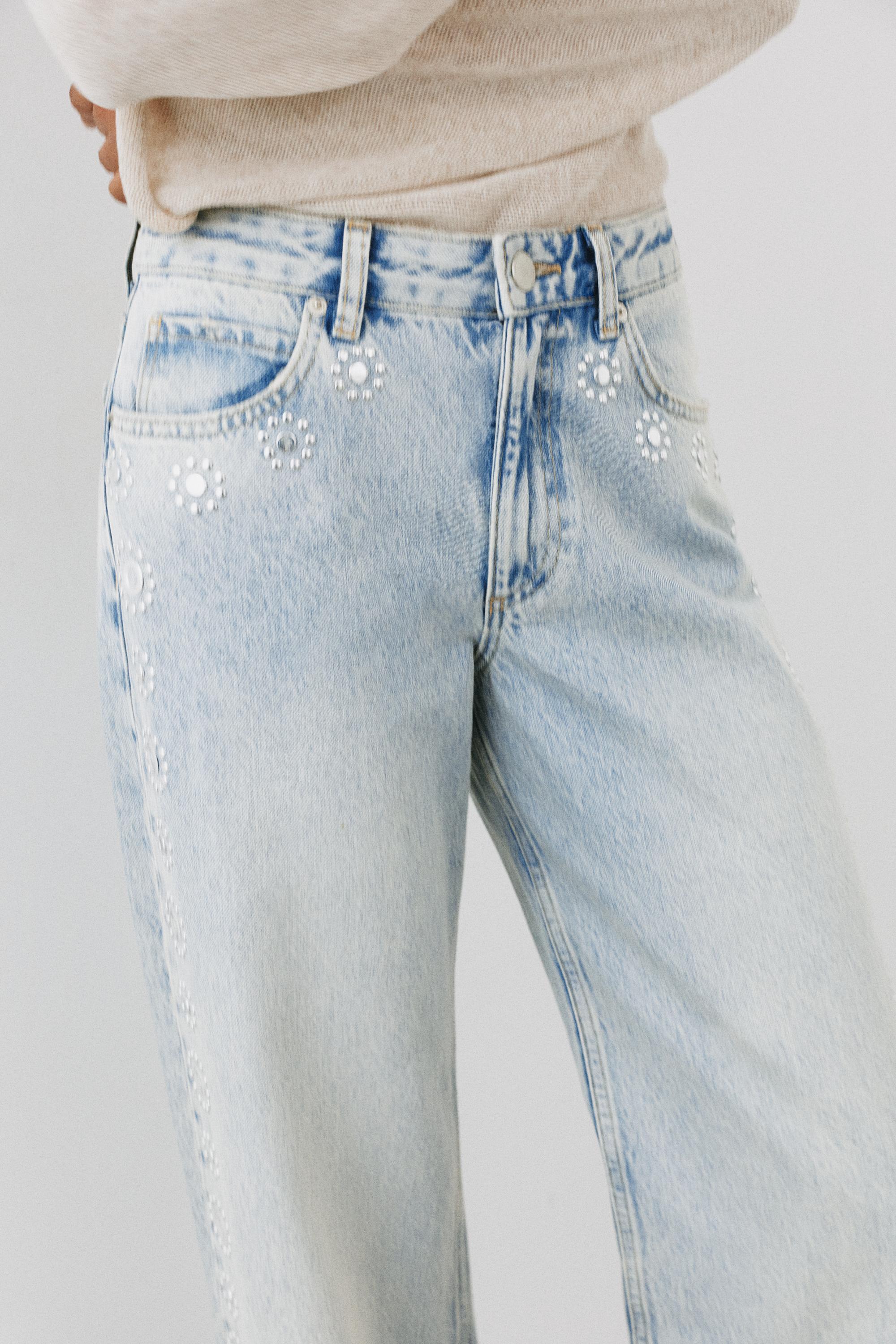 Studded baggy jeans — Pale blue