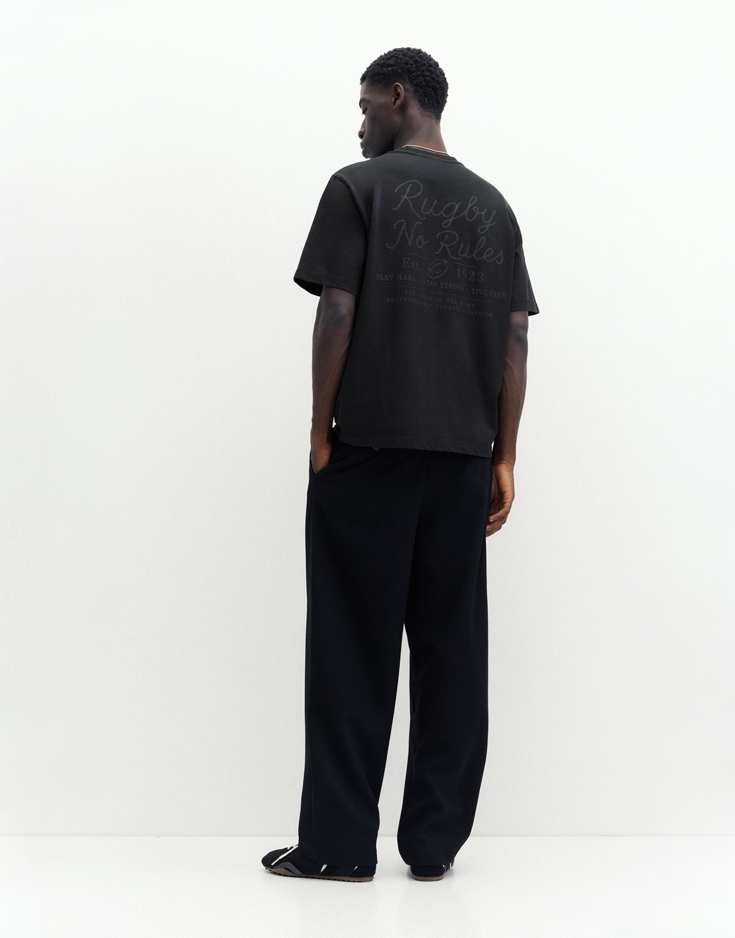 Regular fit embroidered T-shirt — Black