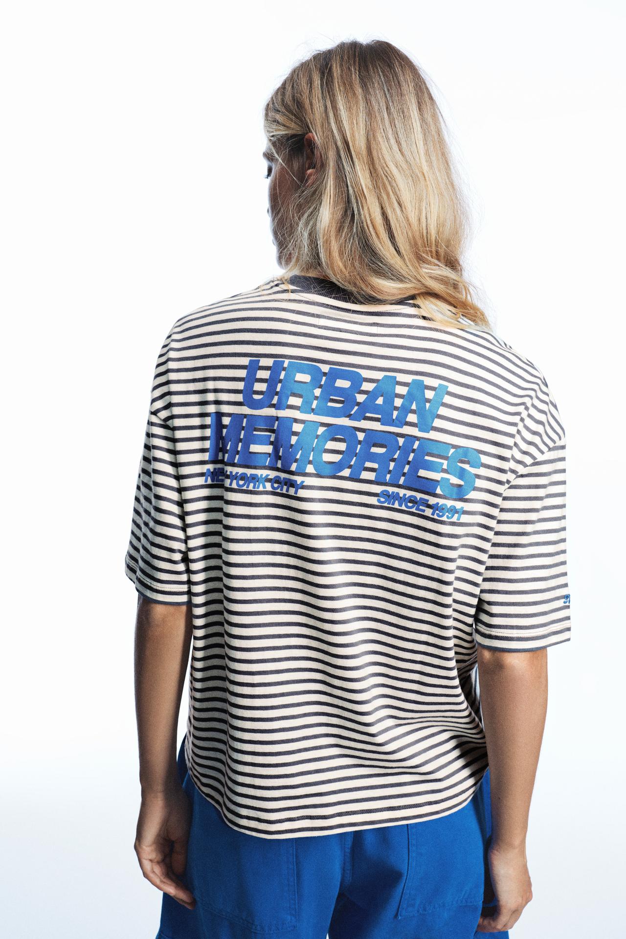 Striped text T-shirt — Anthracite grey